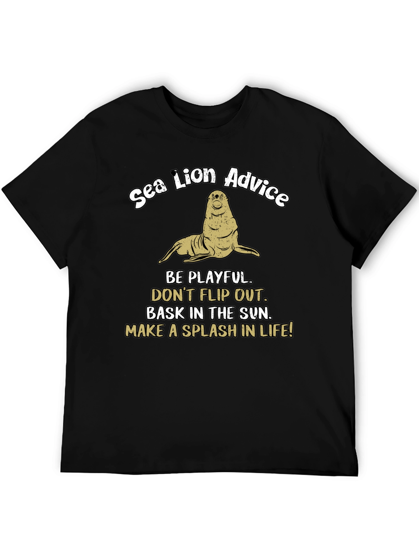 Black Sea Lion Advice Graphic T-Shirt view 5