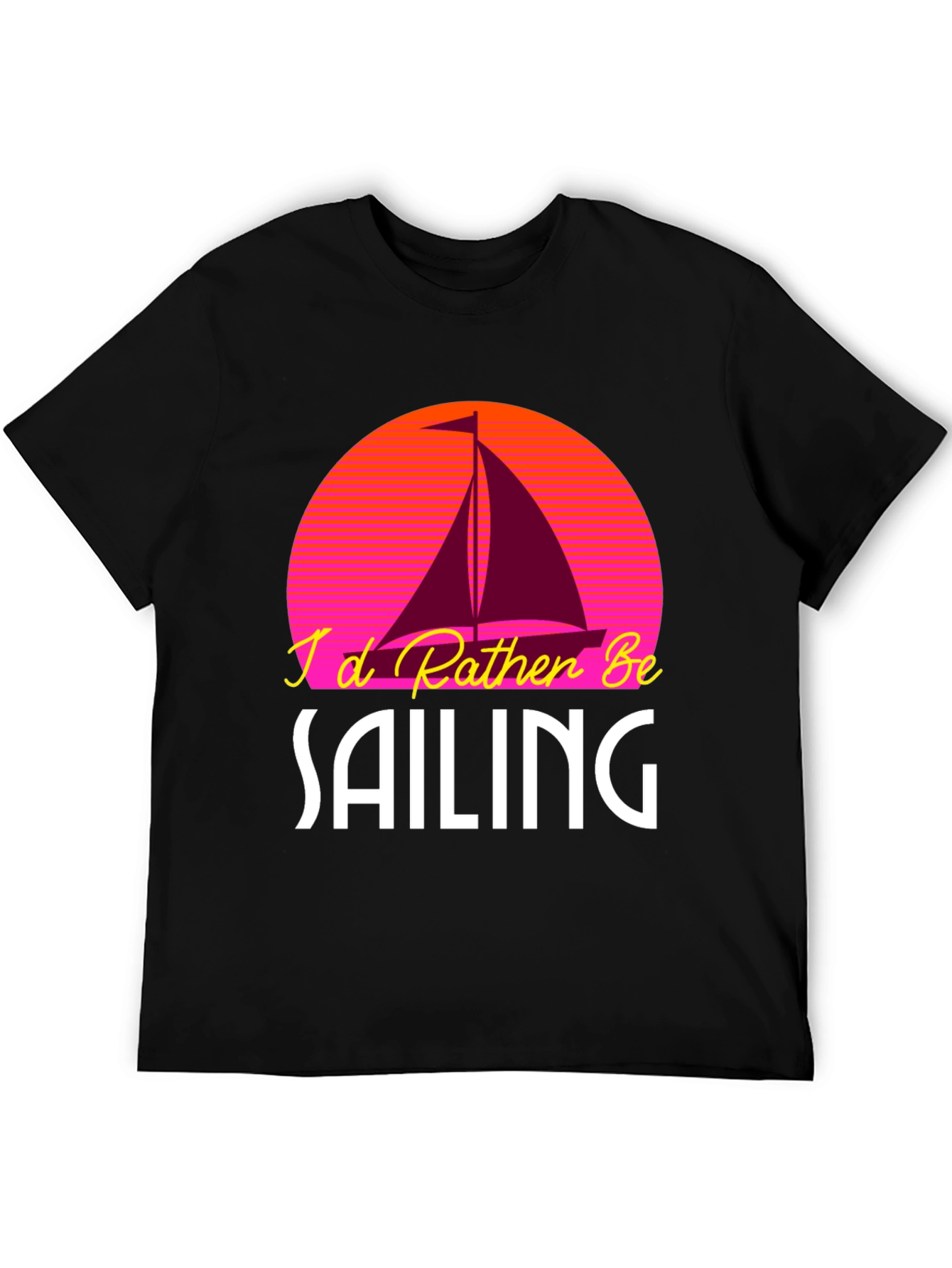 Black I'd Rather Be Sailing T-Shirt view 5