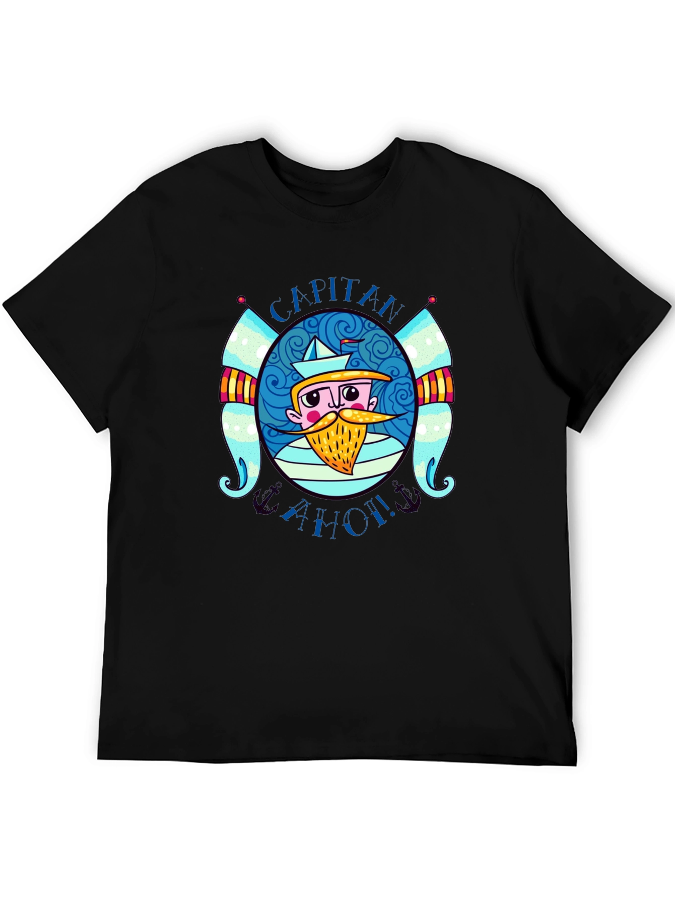 Black Capitan Ahoi! Graphic Print Black T-Shirt view 5