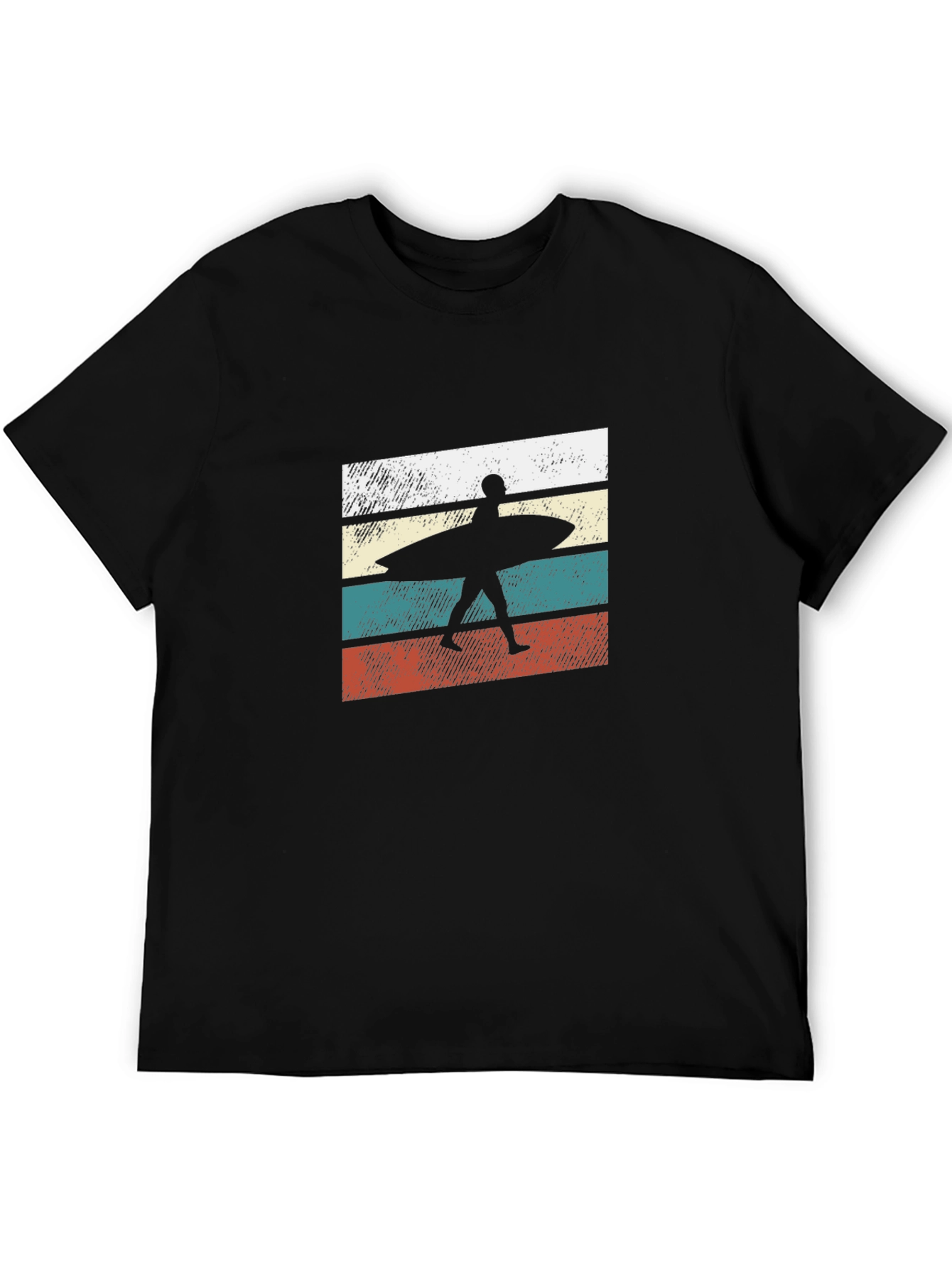 Black Retro Surfer Graphic Tee - Black Cotton T-Shirt view 5