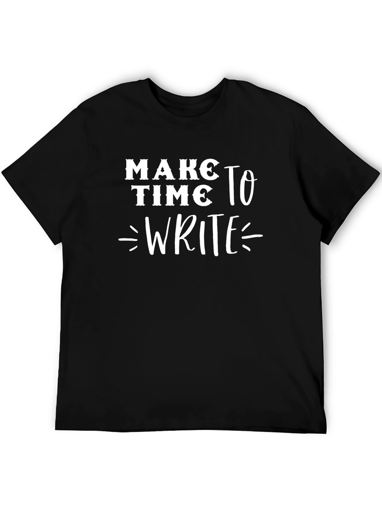 Black Make Time To Write T-Shirt - Black Cotton Tee view 5