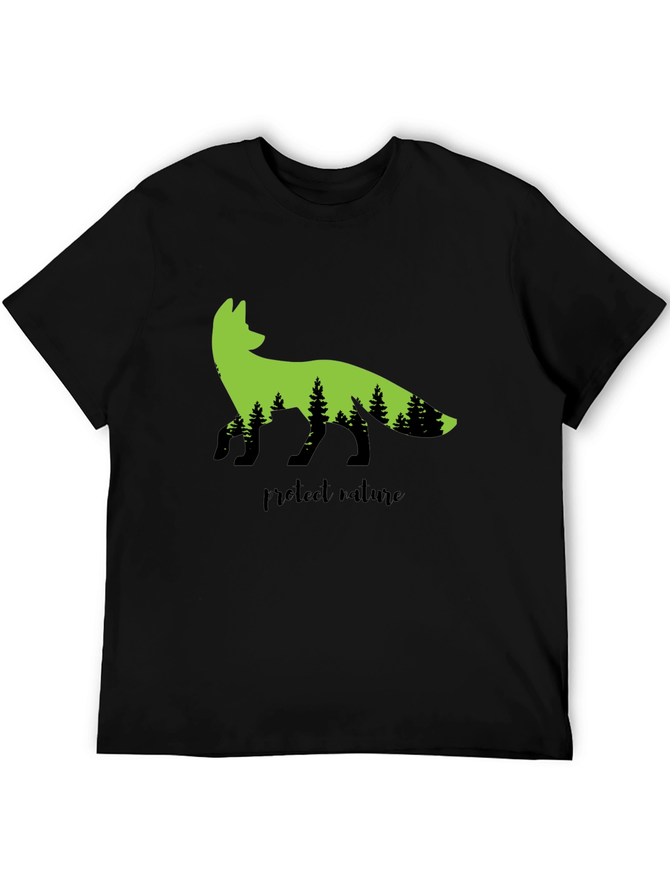 Black Nature Fox Graphic Tee - Protect Nature view 5