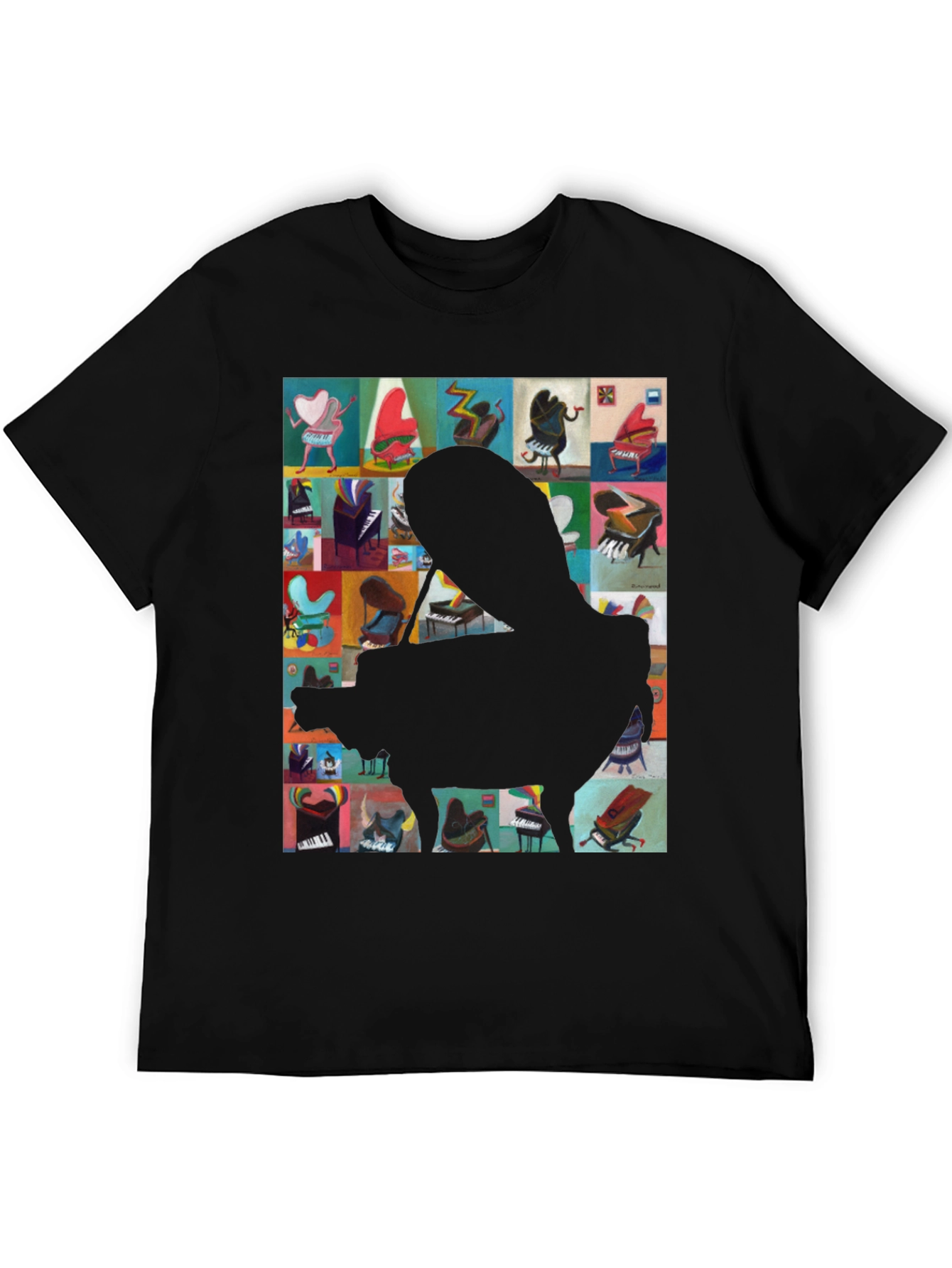 Black Piano Art Graphic Tee - Music Lover T-Shirt view 5
