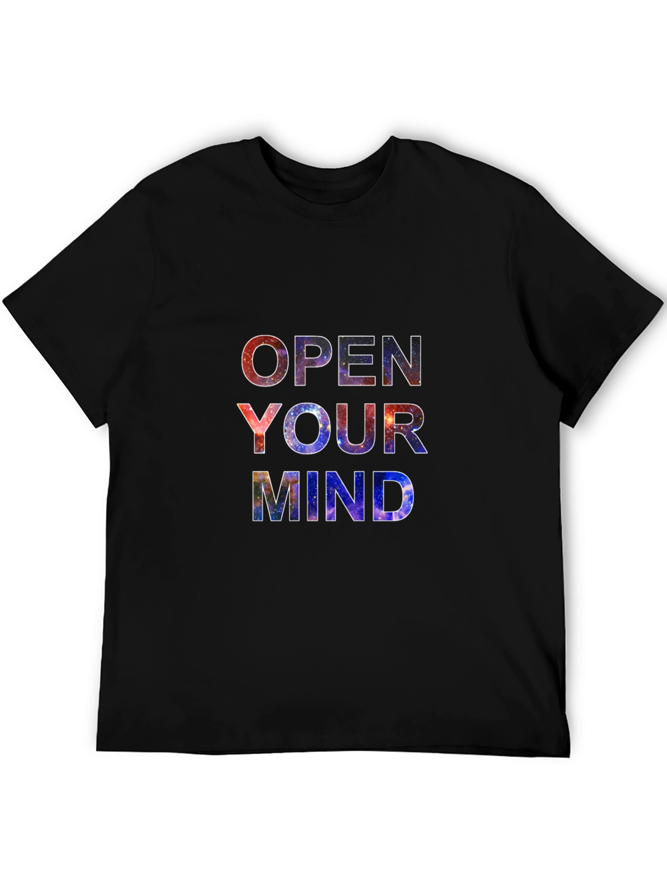 Black Open Your Mind Galaxy Print Black T-Shirt view 5