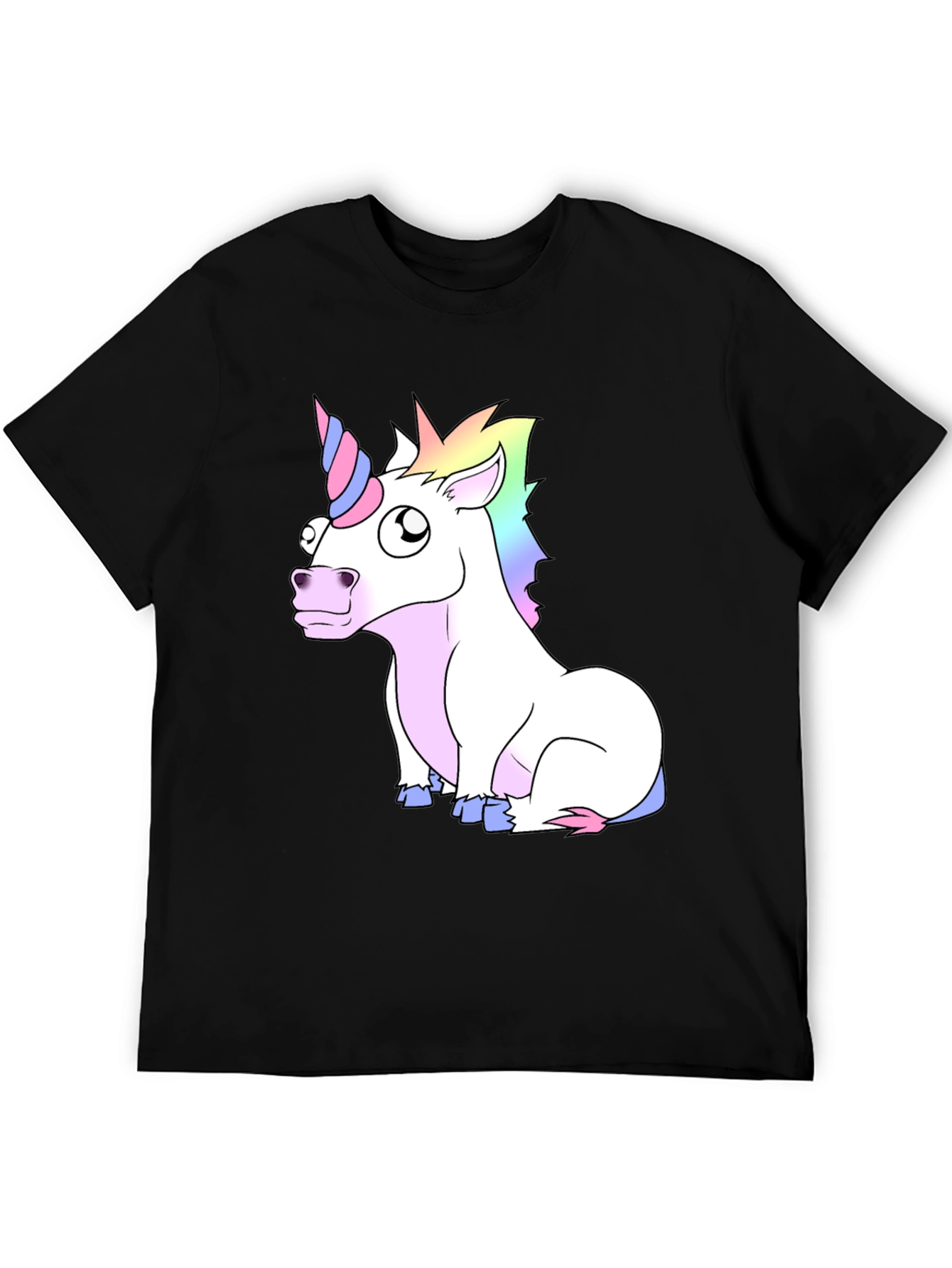 Black Unicorn Graphic Tee - Black Cotton Casual T-Shirt view 5