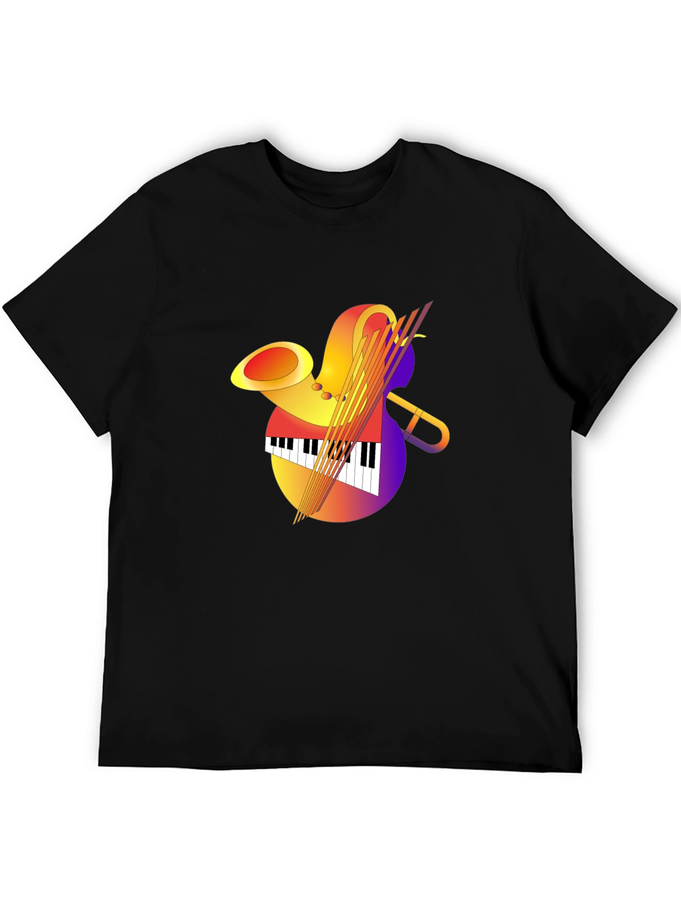 Black Musical Instruments Graphic Tee view 5