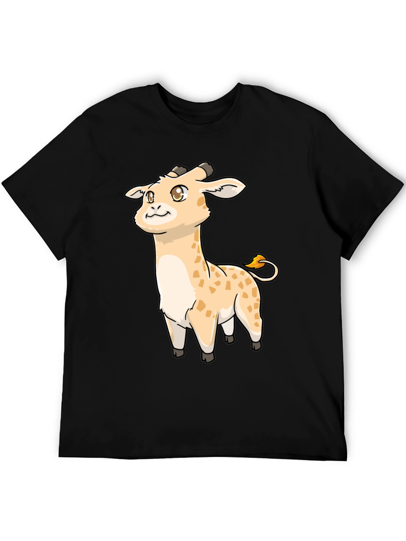 Black Cute Giraffe Cartoon Black T-Shirt view 5