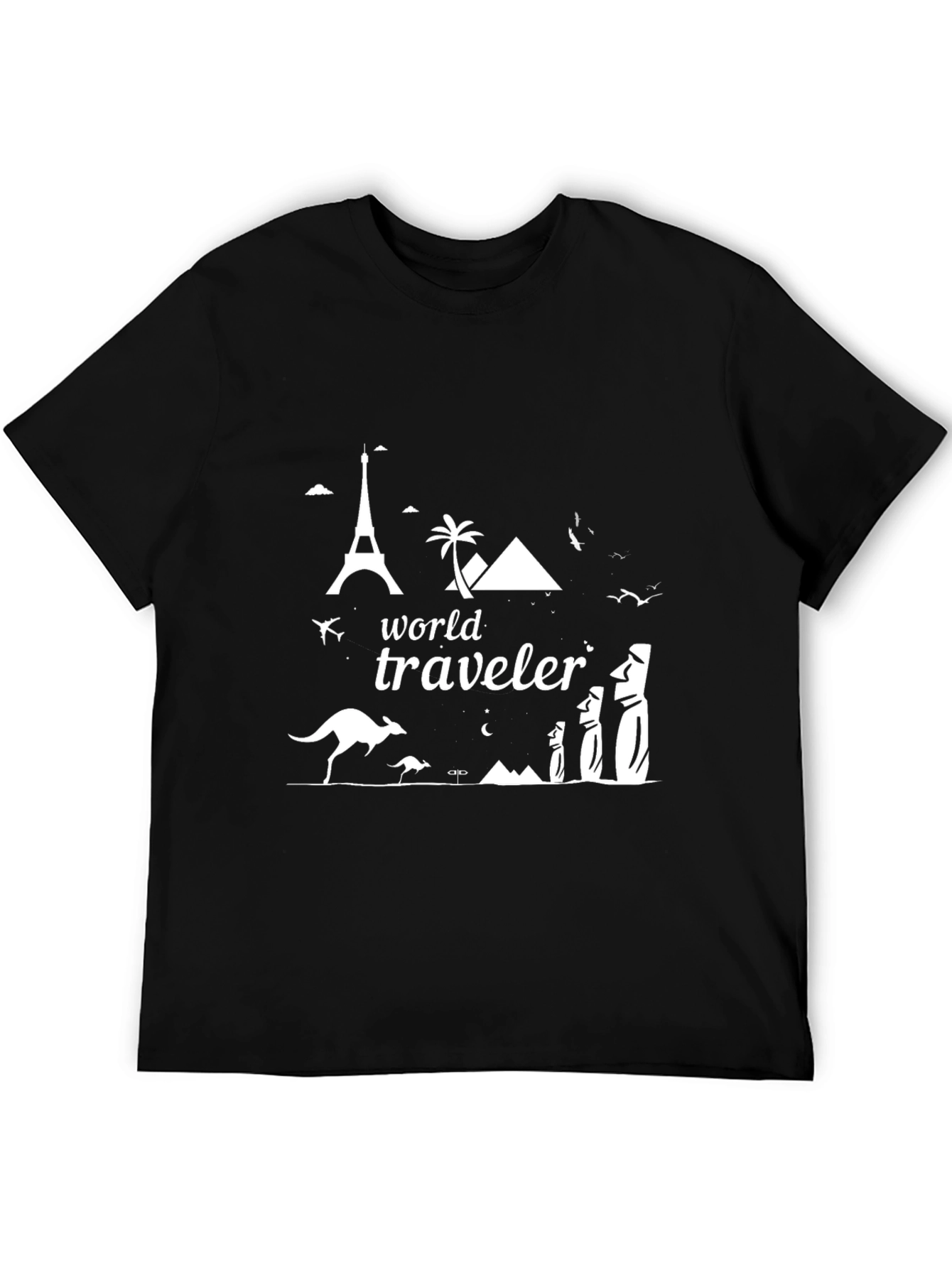 Black World Traveler Graphic Tee - Black Cotton T-Shirt view 5