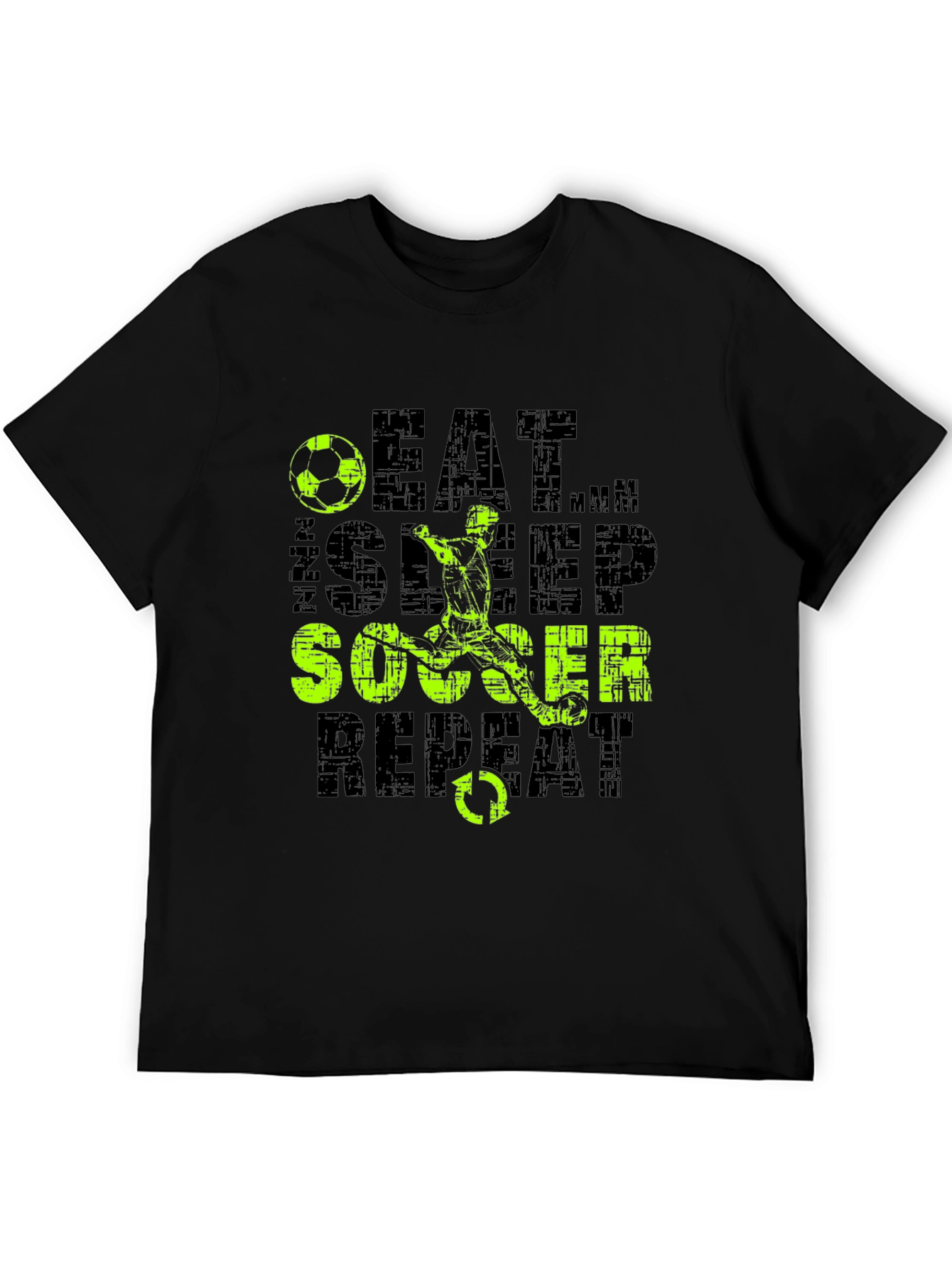 Black Eat Sleep Soccer Repeat T-Shirt view 5
