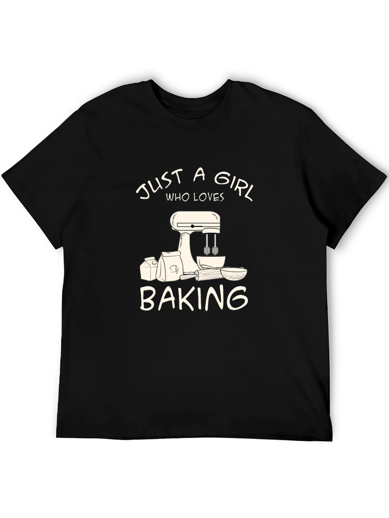 Black Just a Girl Who Loves Baking T-Shirt view 5