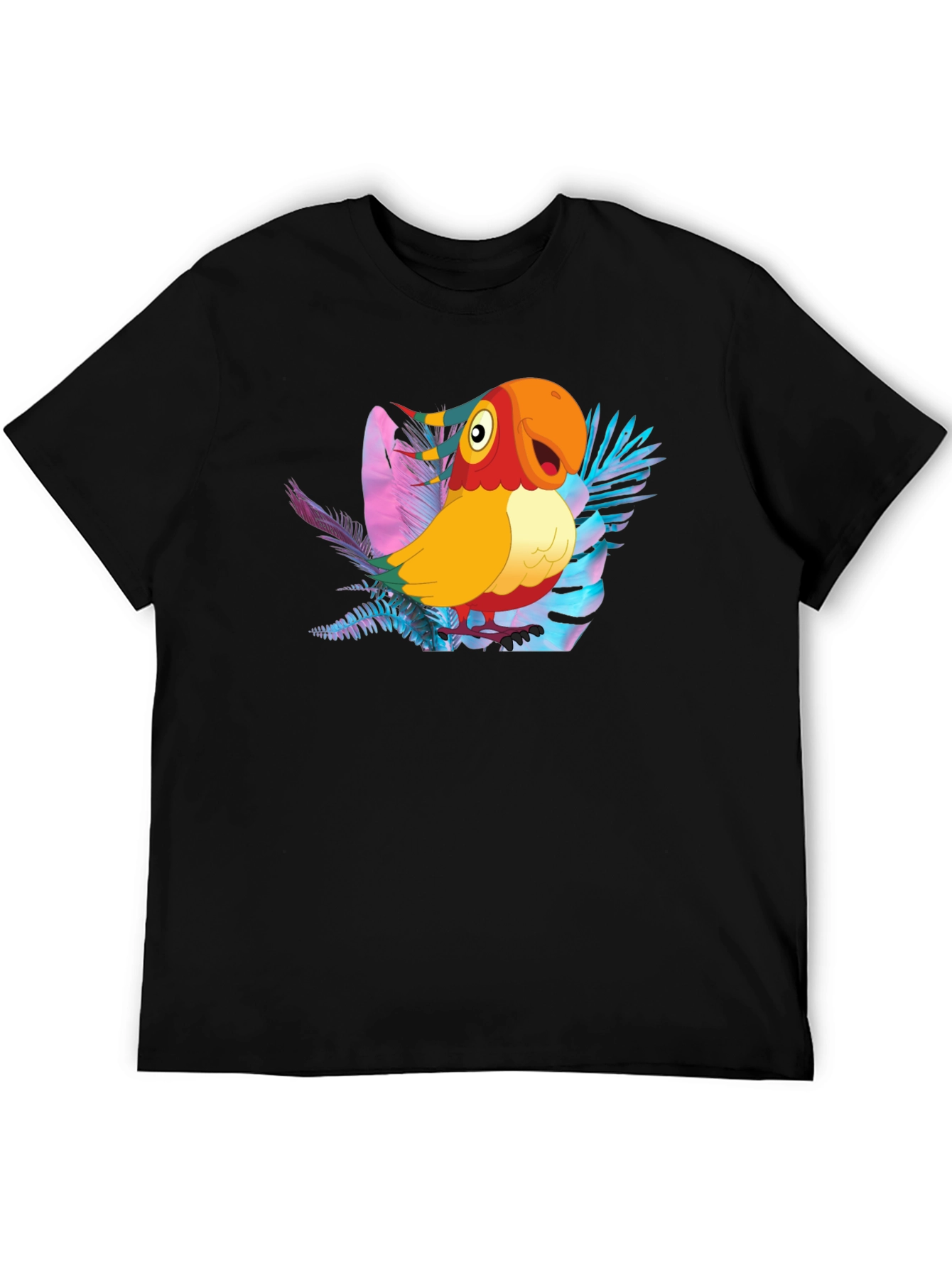 Black Tropical Parrot Graphic Tee view 5
