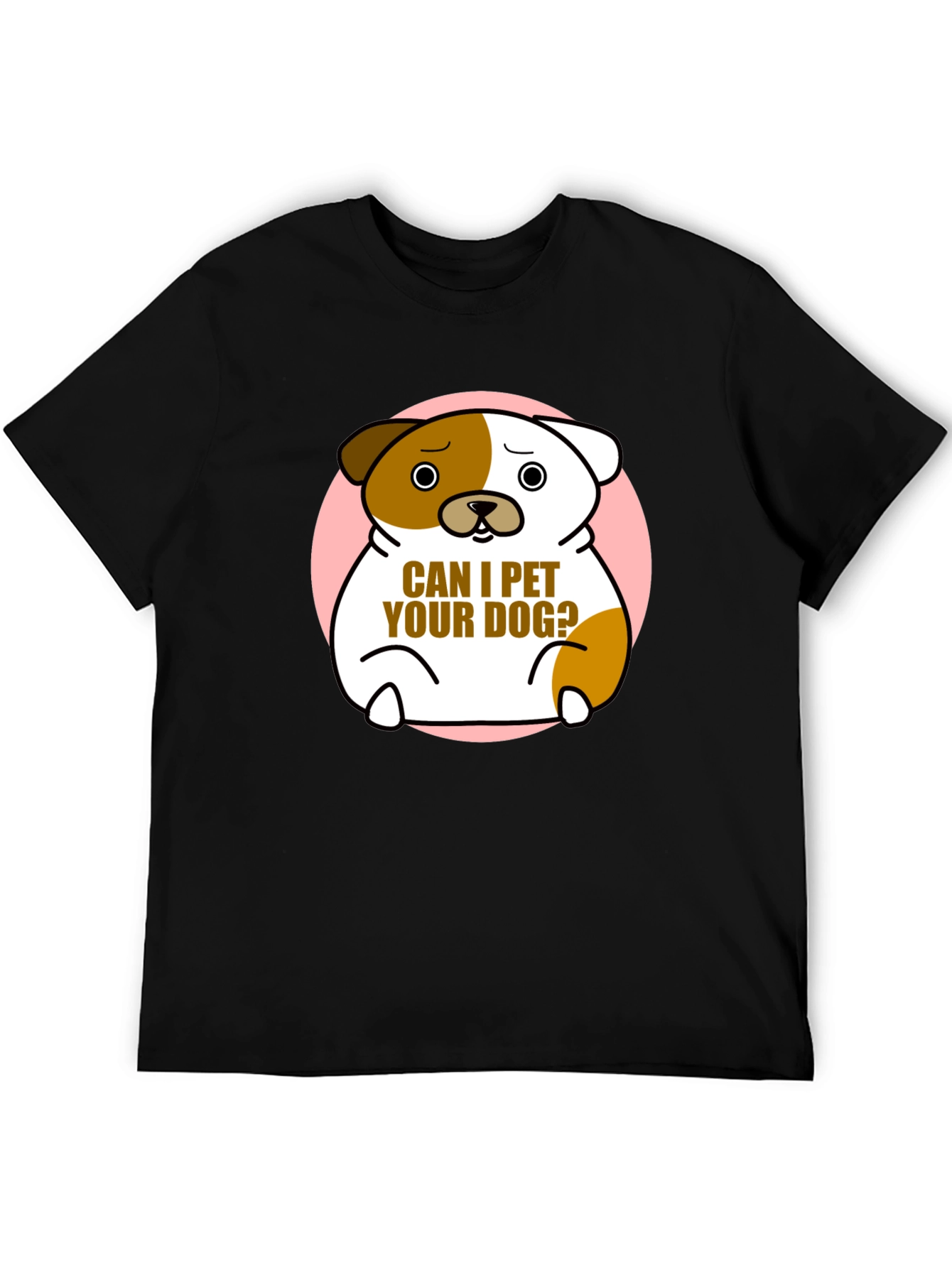 Cute Dog Graphic T-Shirt - "Can I Pet Your Dog?" Black Cotton Tee - 5