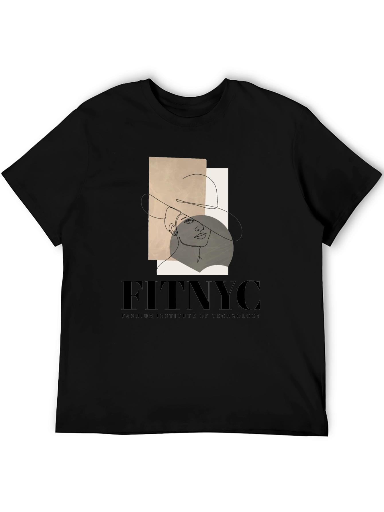 Black FITNYC Fashion Tee: Stylish Line Art Design view 5