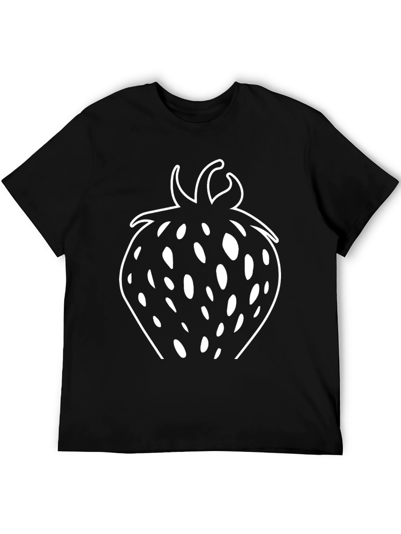 Black Strawberry Graphic Tee - Black Cotton T-Shirt view 5