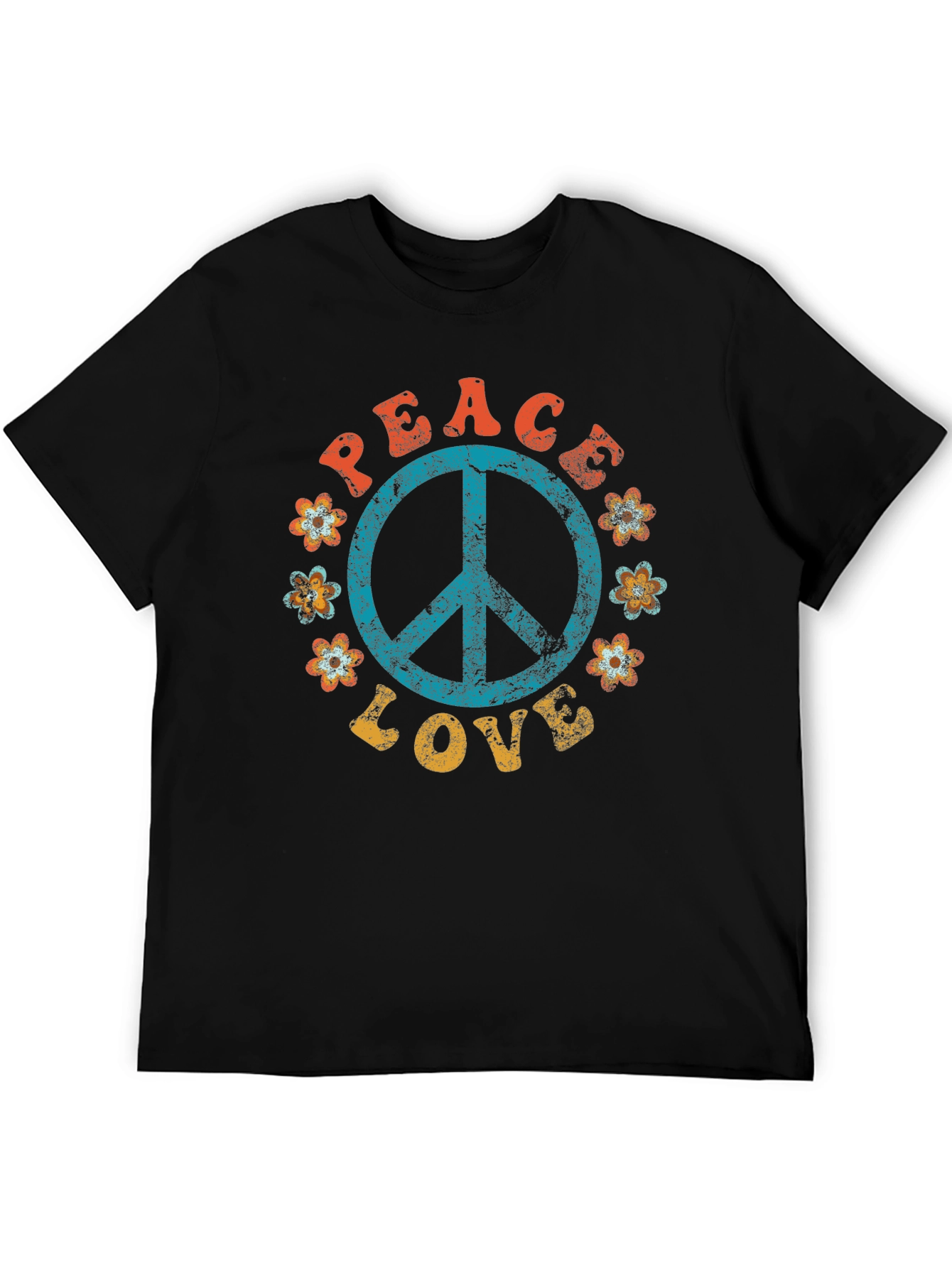 Black Peace & Love Retro T-Shirt view 5