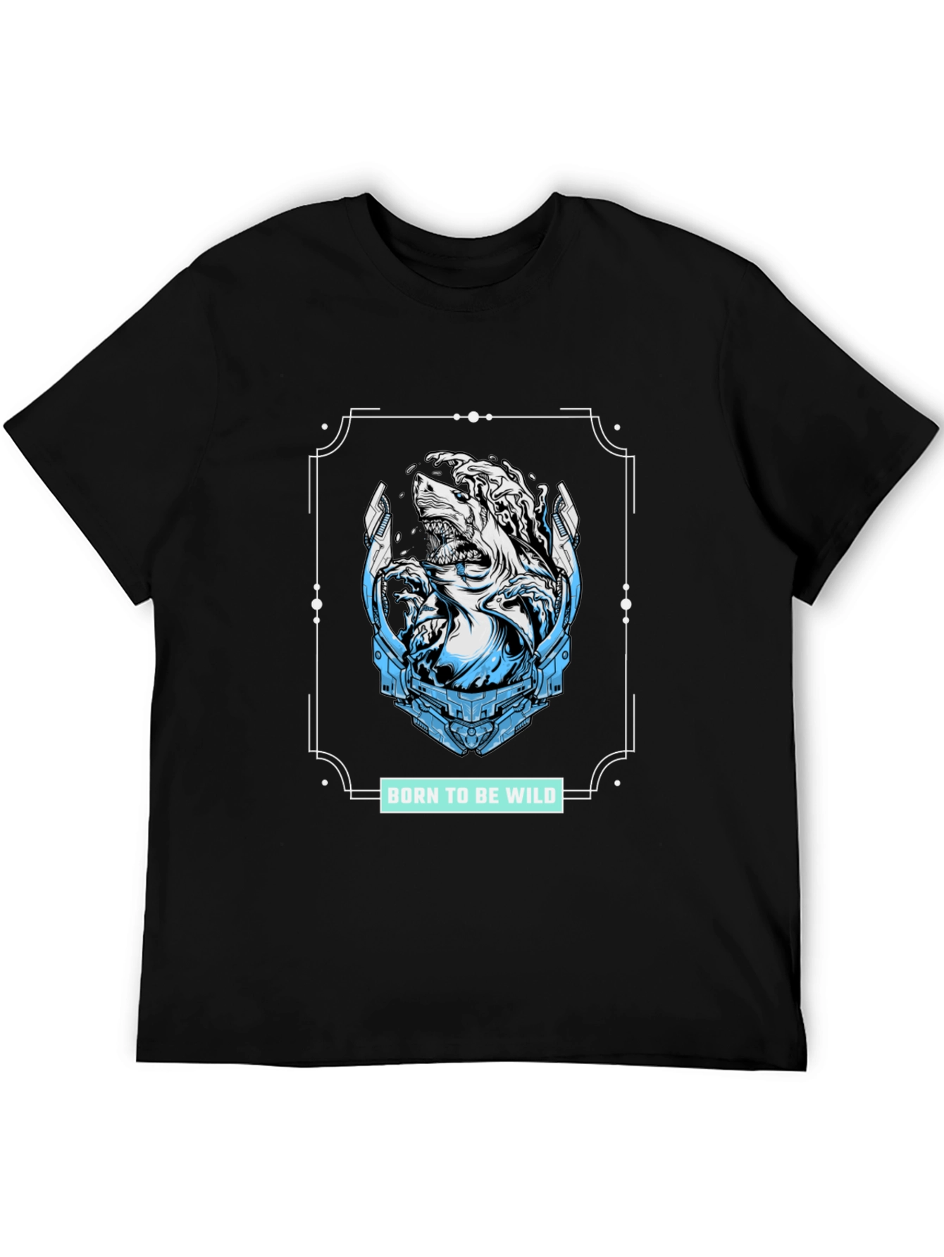 Black Born to be Wild Shark Graphic Tee - Stylish Black T-Shirt view 5