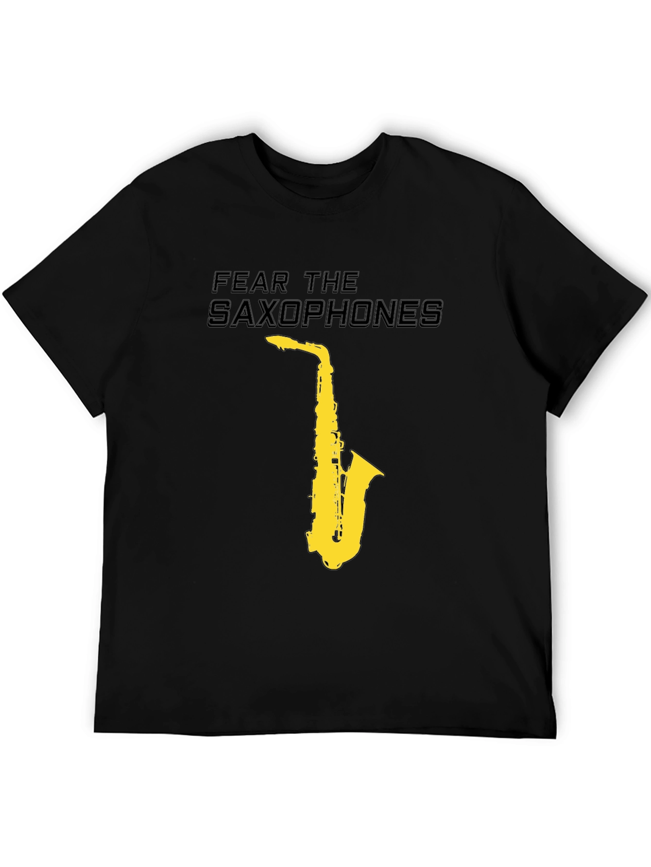 Black Fear the Saxophones Graphic Black T-Shirt view 5