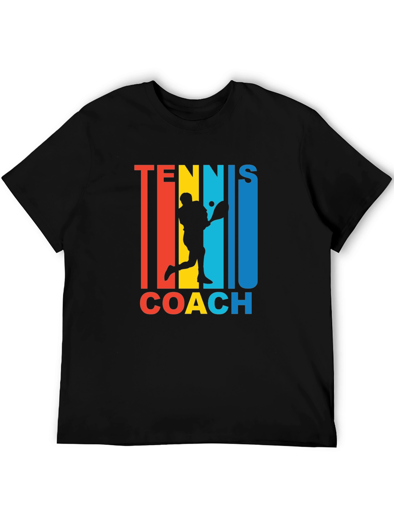 Black Tennis Coach Graphic T-Shirt - Retro Style  view 5