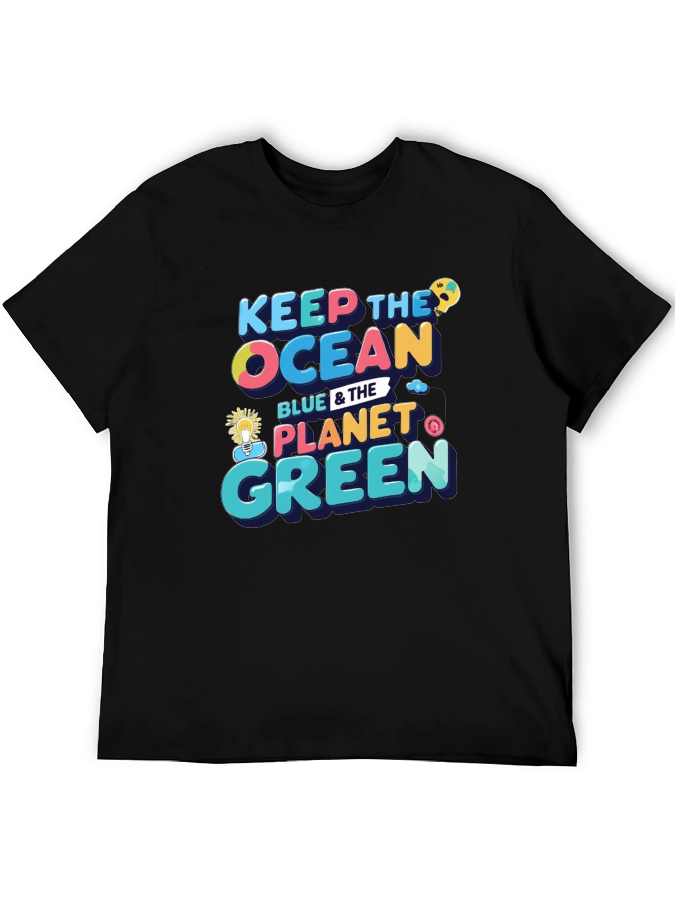 Black Keep the Ocean Blue & the Planet Green Black T-Shirt view 5