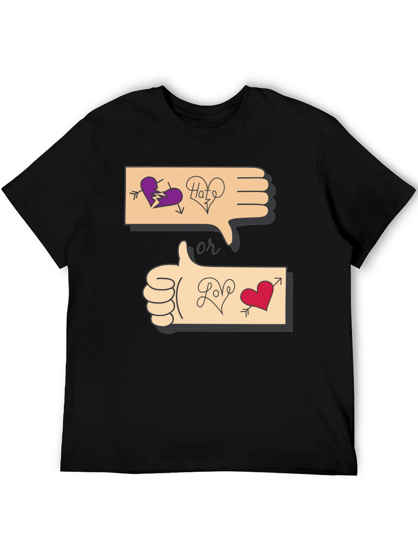 Black Love or Hate Graphic T-Shirt view 5