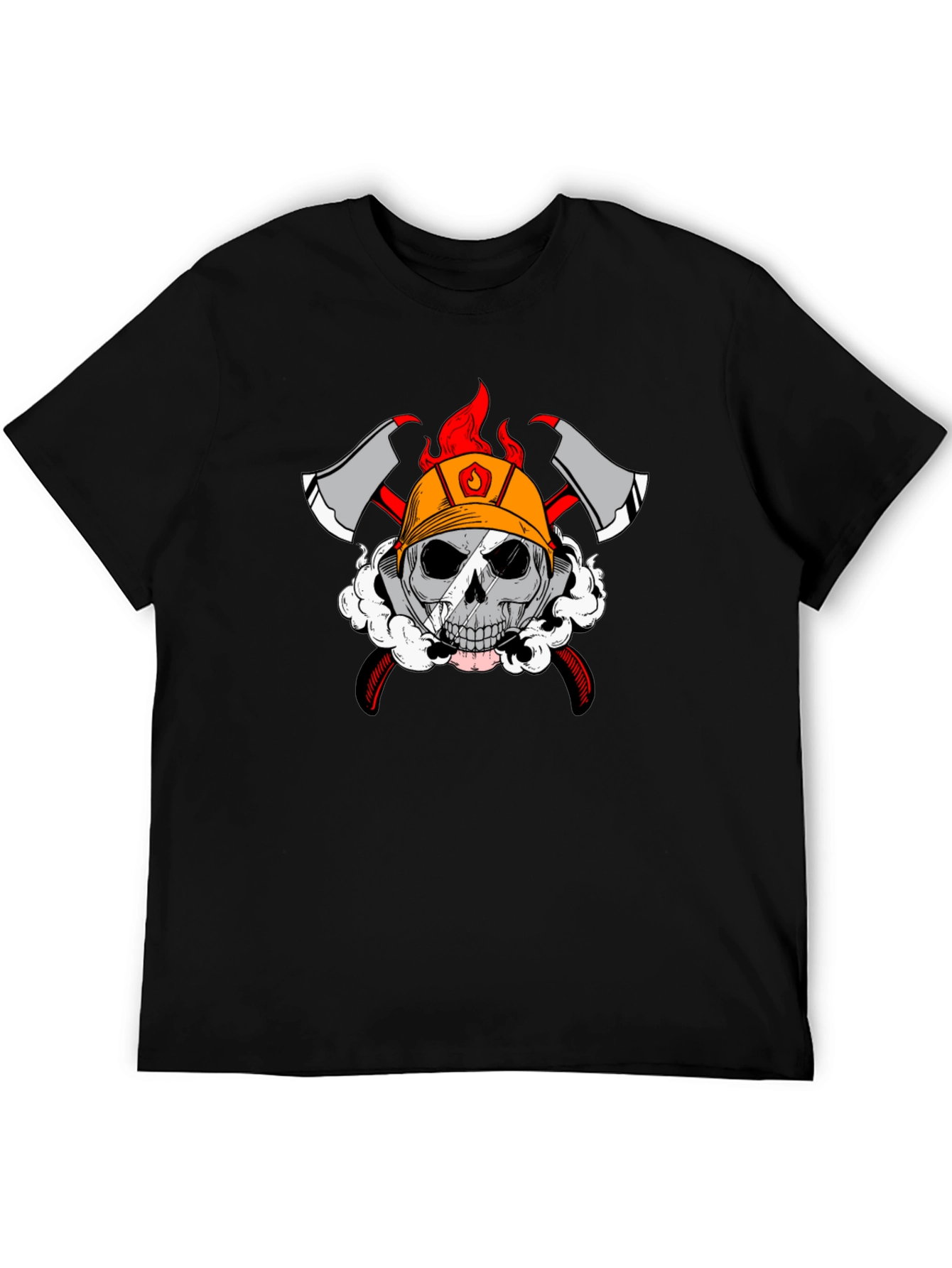 Black Firefighter Skull Graphic T-Shirt view 5