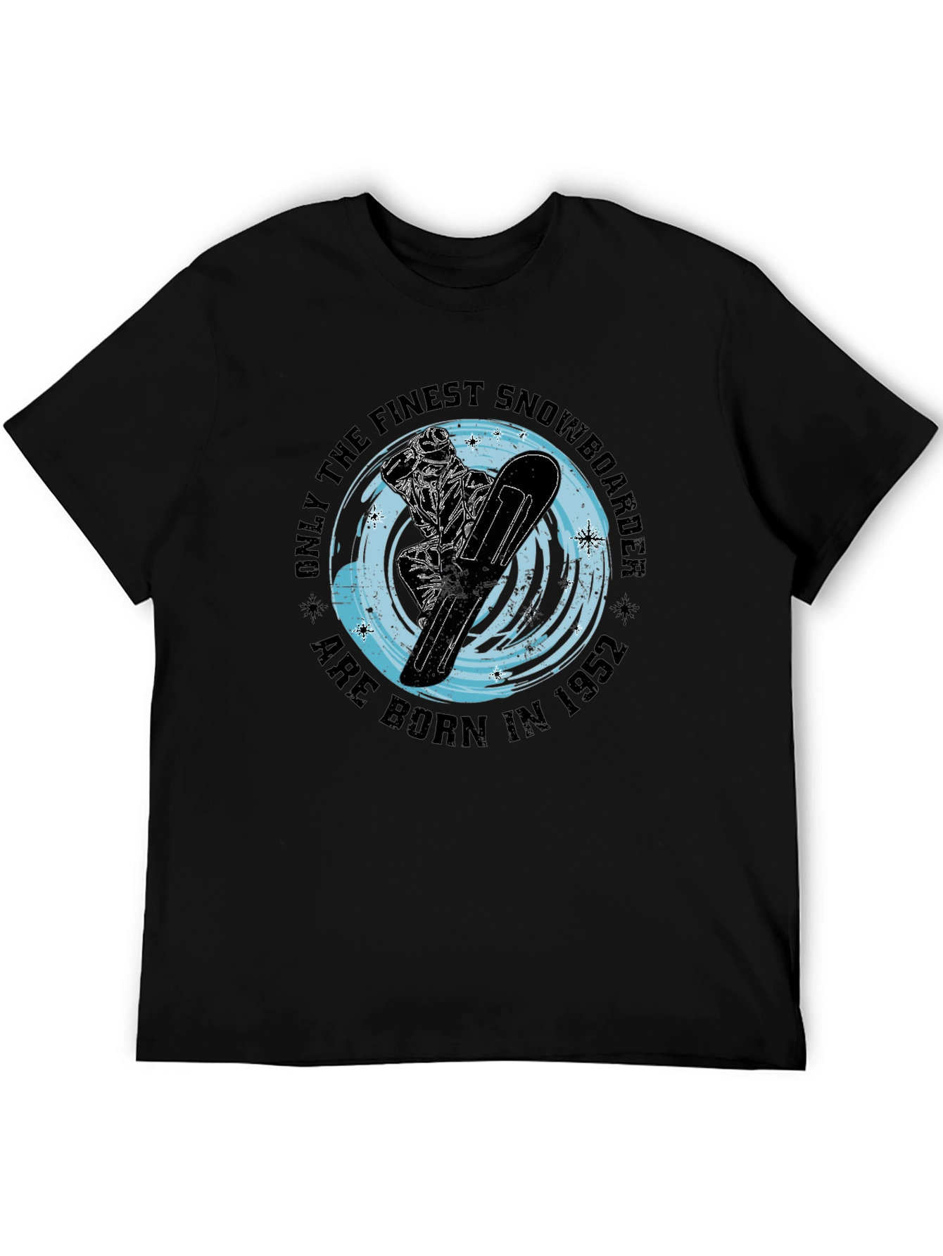 Black Finest Snowboarder Born in 1952 T-Shirt view 5