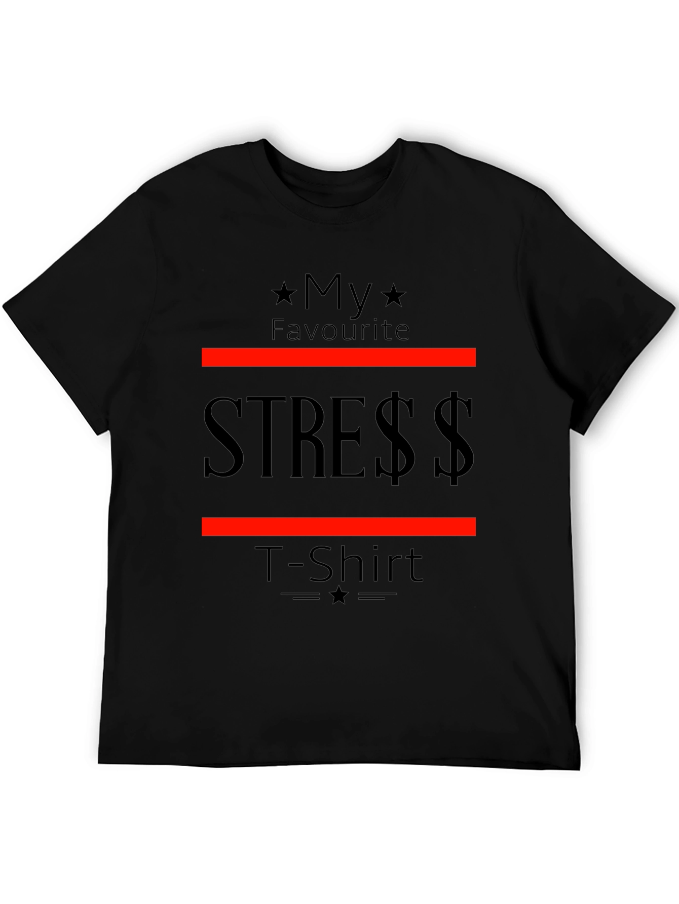 Black My Favorite Stress T-Shirt - Soft Cotton Tee view 5