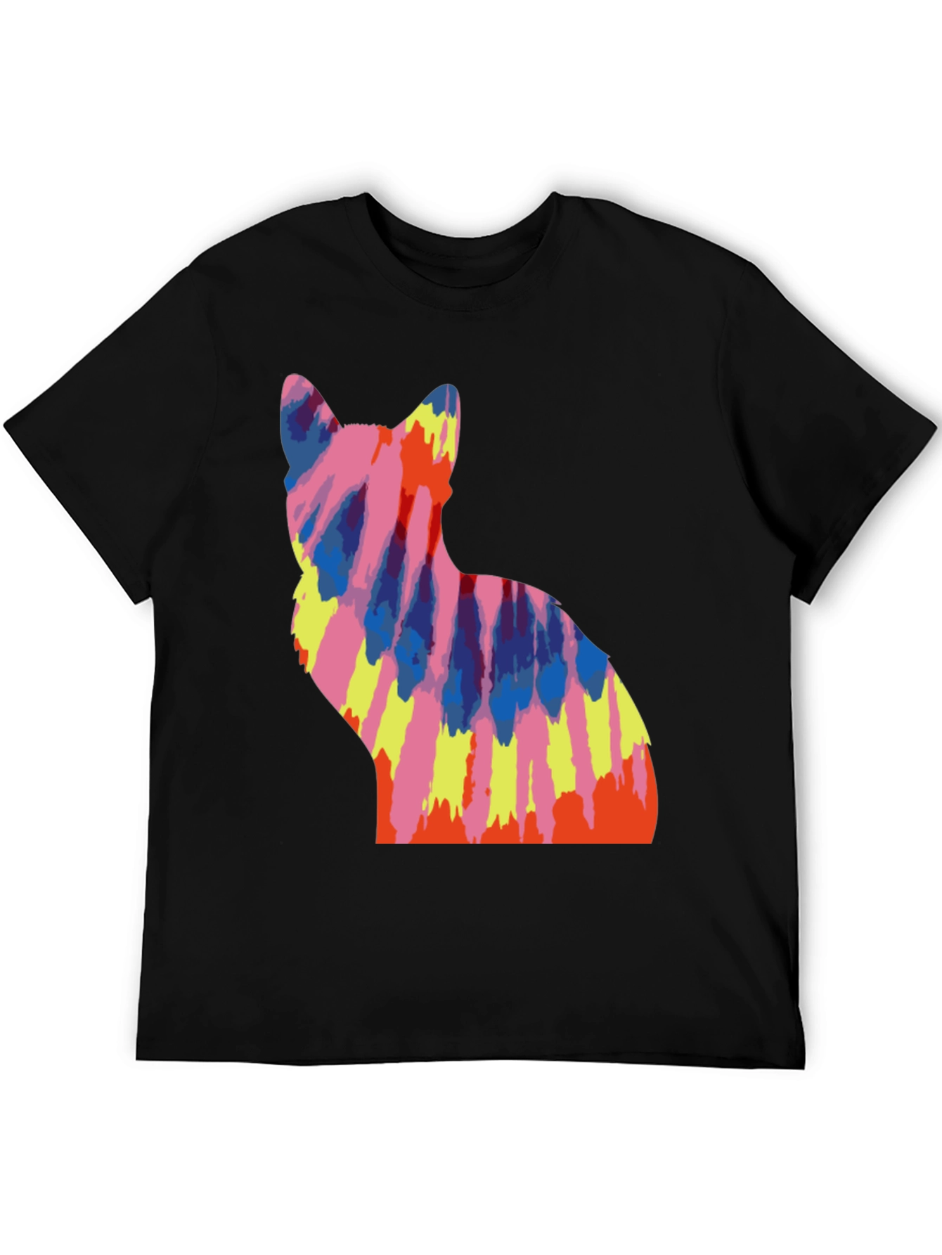 Black Tie Dye Cat Graphic Tee view 5