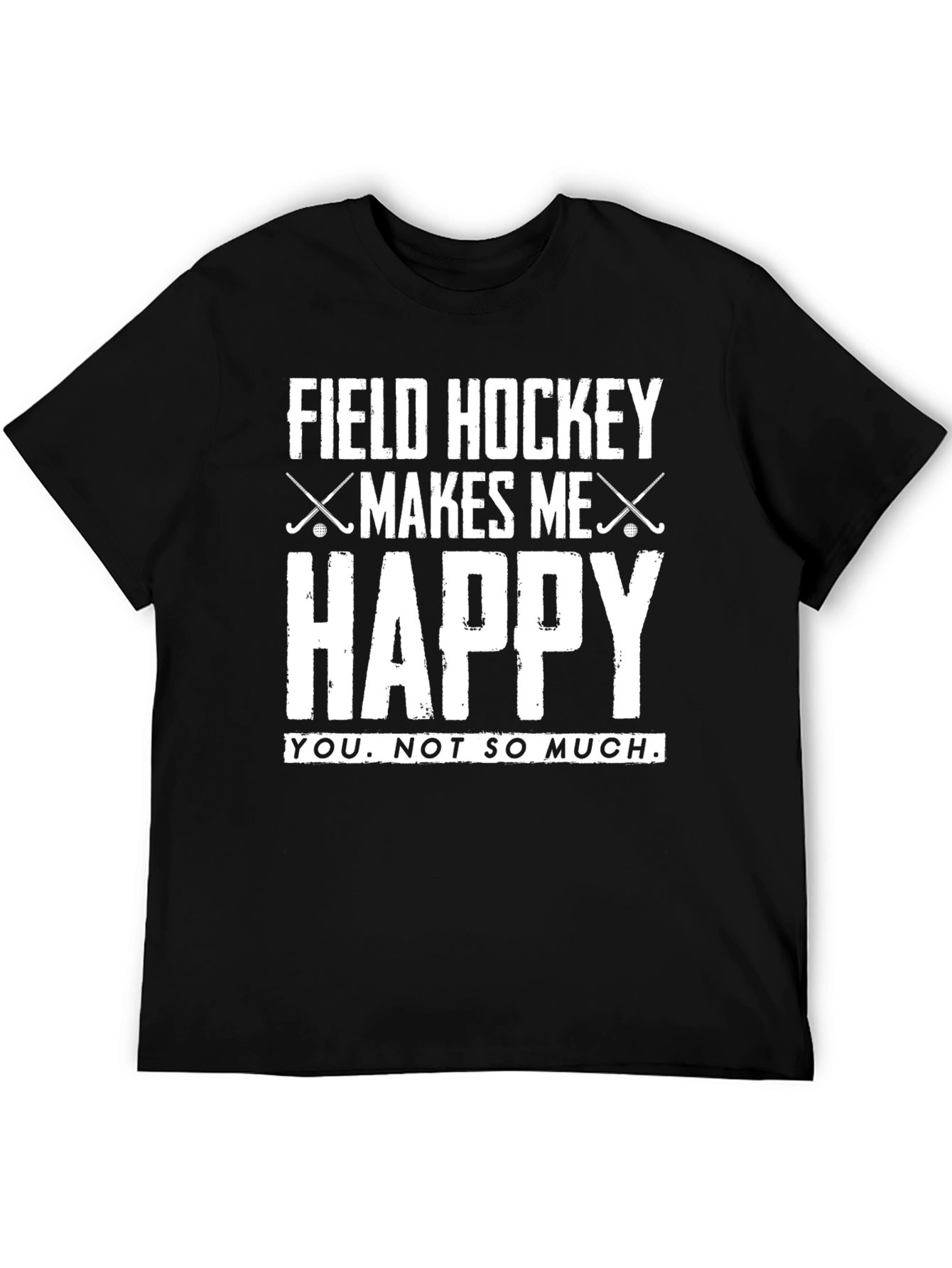 Black Field Hockey Makes Me Happy Graphic T-Shirt view 5