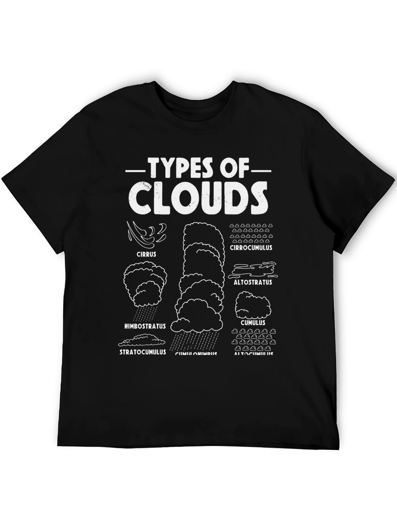 Black Types of Clouds Black Graphic T-Shirt view 5
