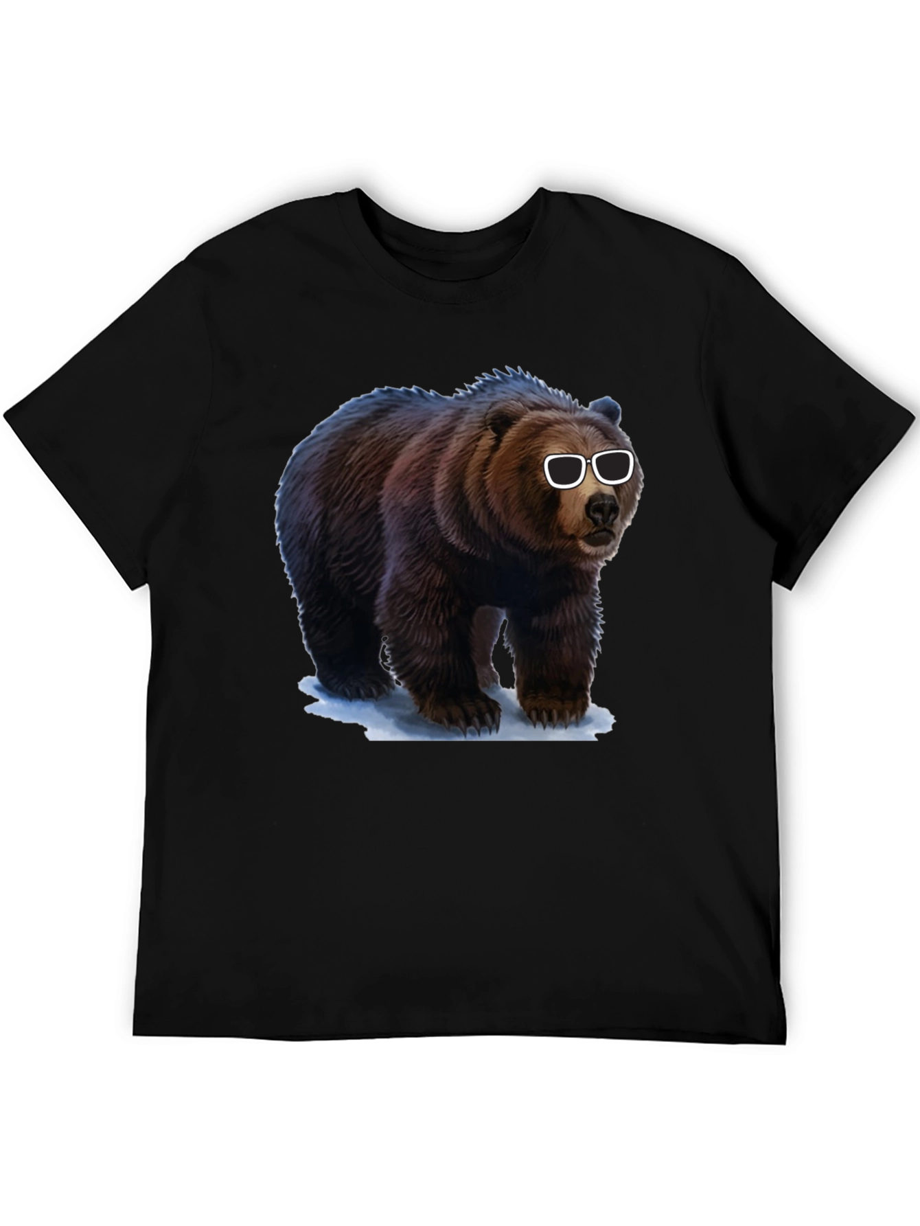 Black Cool Bear Graphic Tee - Black Cotton T-Shirt view 5