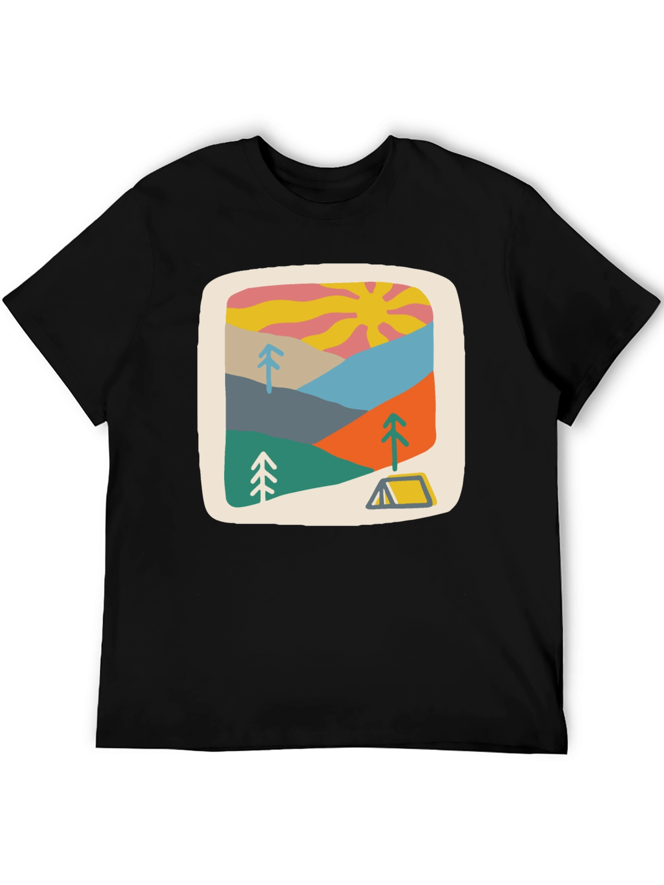 Black Retro Camping Scene Graphic Tee - Unisex view 5