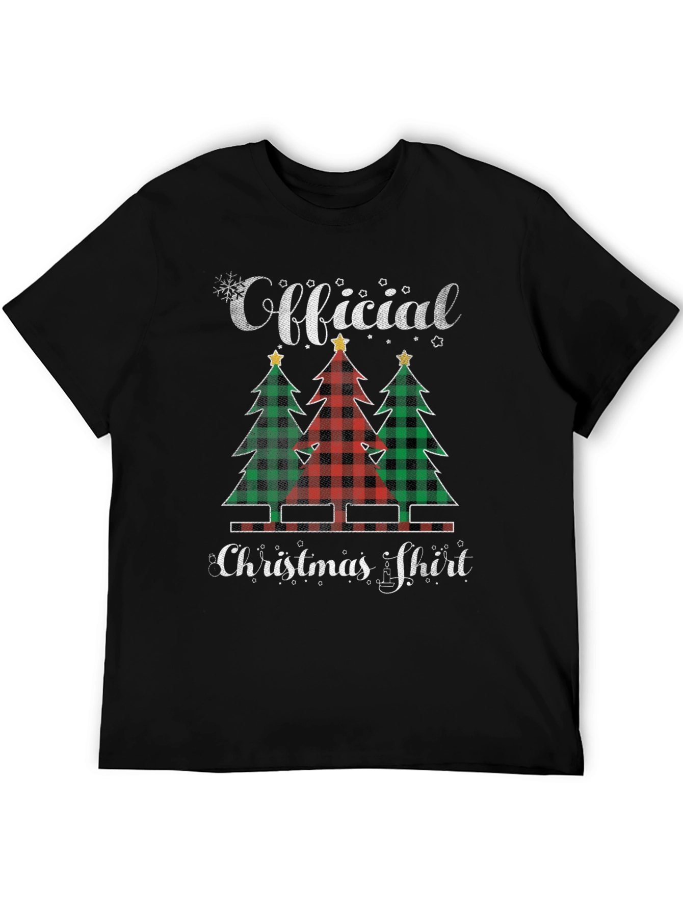 Black Official Christmas Shirt Plaid Tree Tee view 5