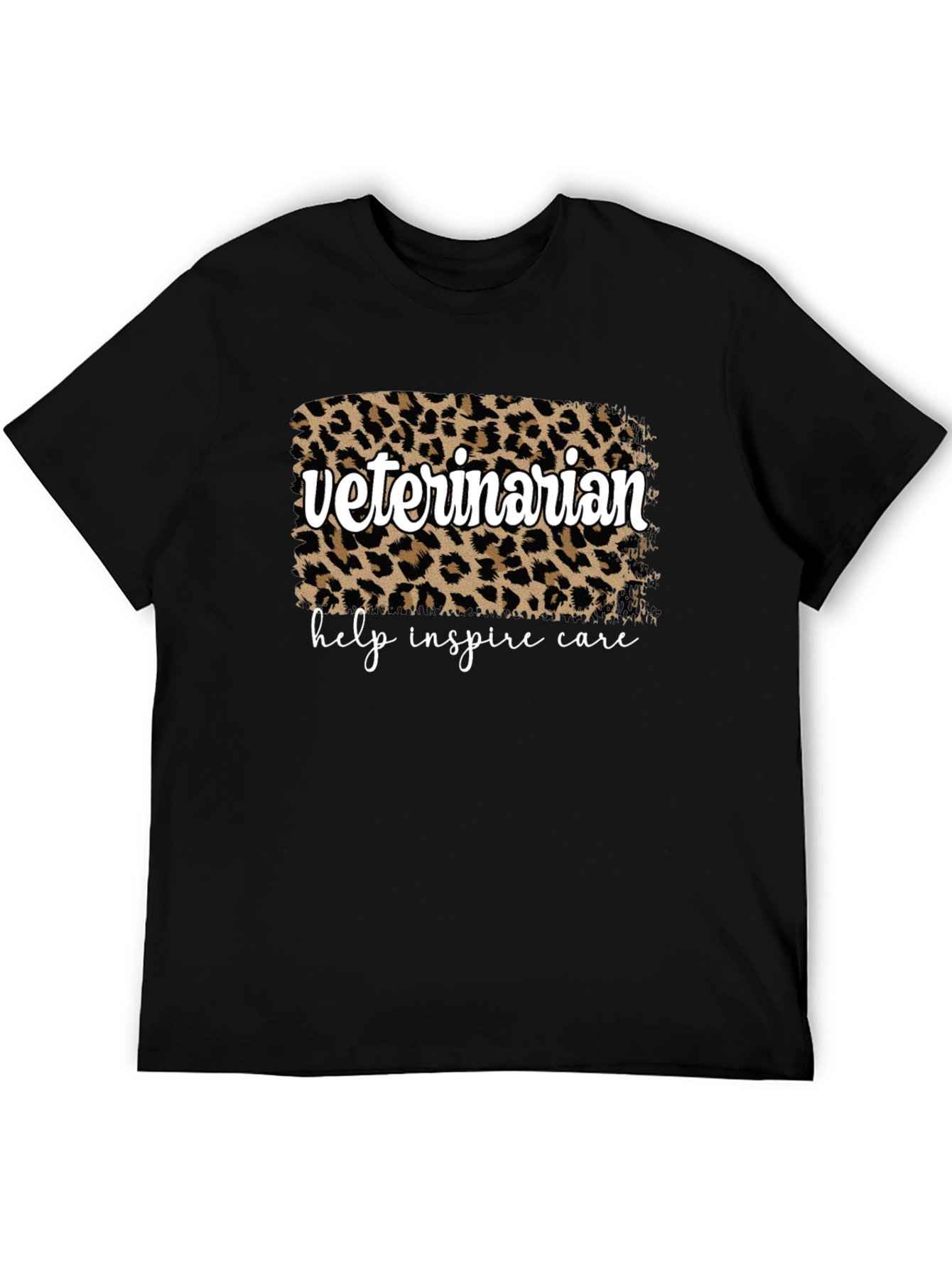 Black Veterinarian Leopard Print Graphic T-Shirt view 5