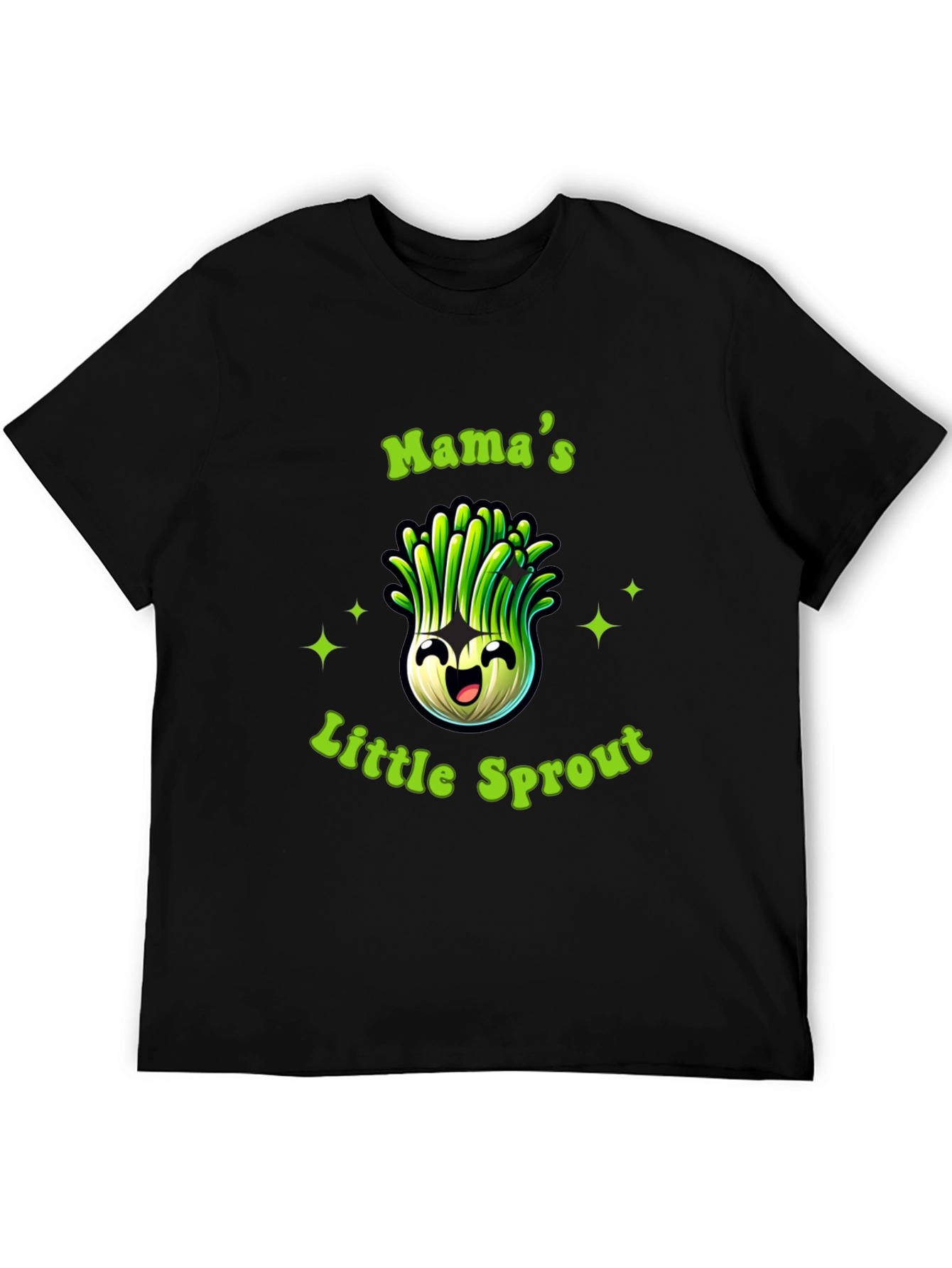 Black Mama's Little Sprout Black T-Shirt - Cute Onion Cartoon view 5