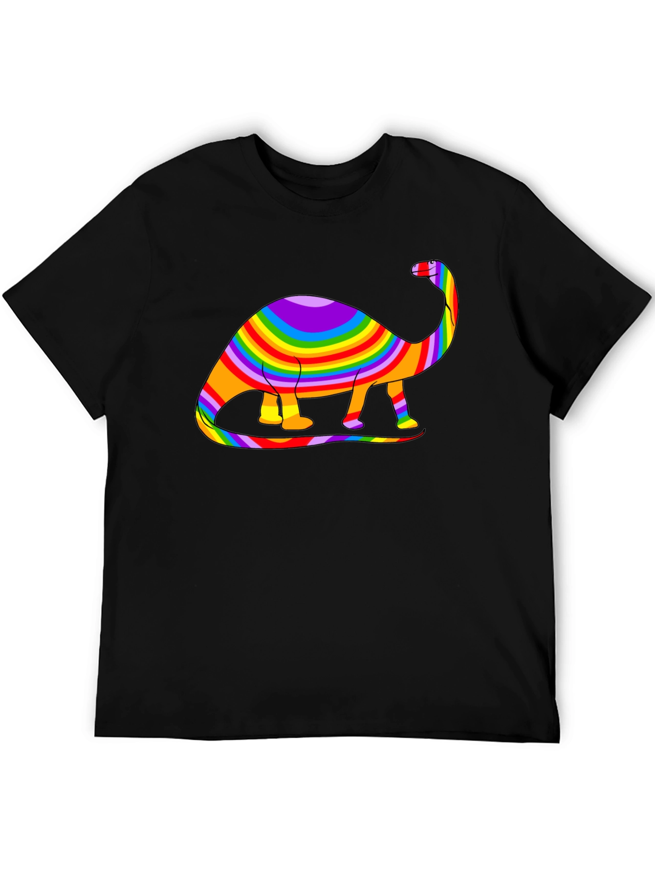 Black Rainbow Dinosaur Graphic Tee - Black Cotton Blend view 5