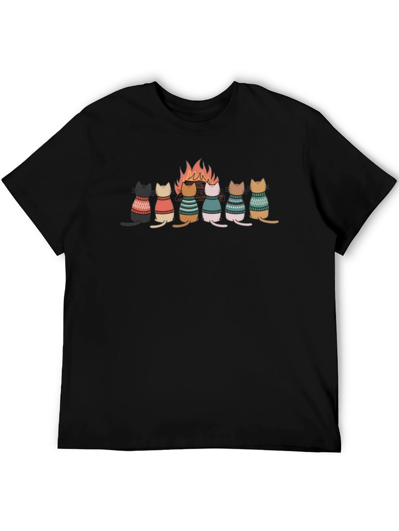 Black Cats Around Campfire T-Shirt view 5