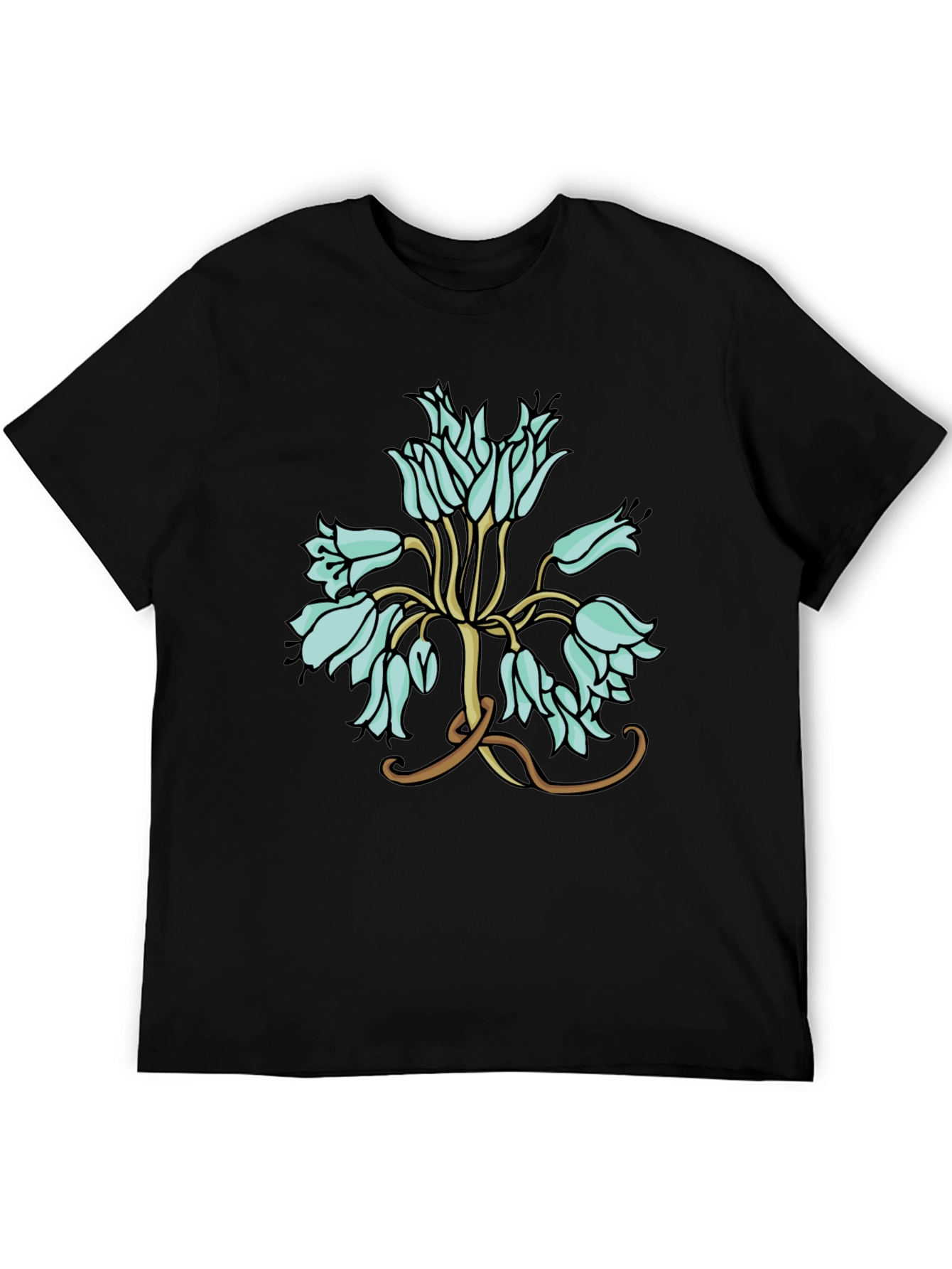 Black Floral T-Shirt - Artistic Flower Design view 5