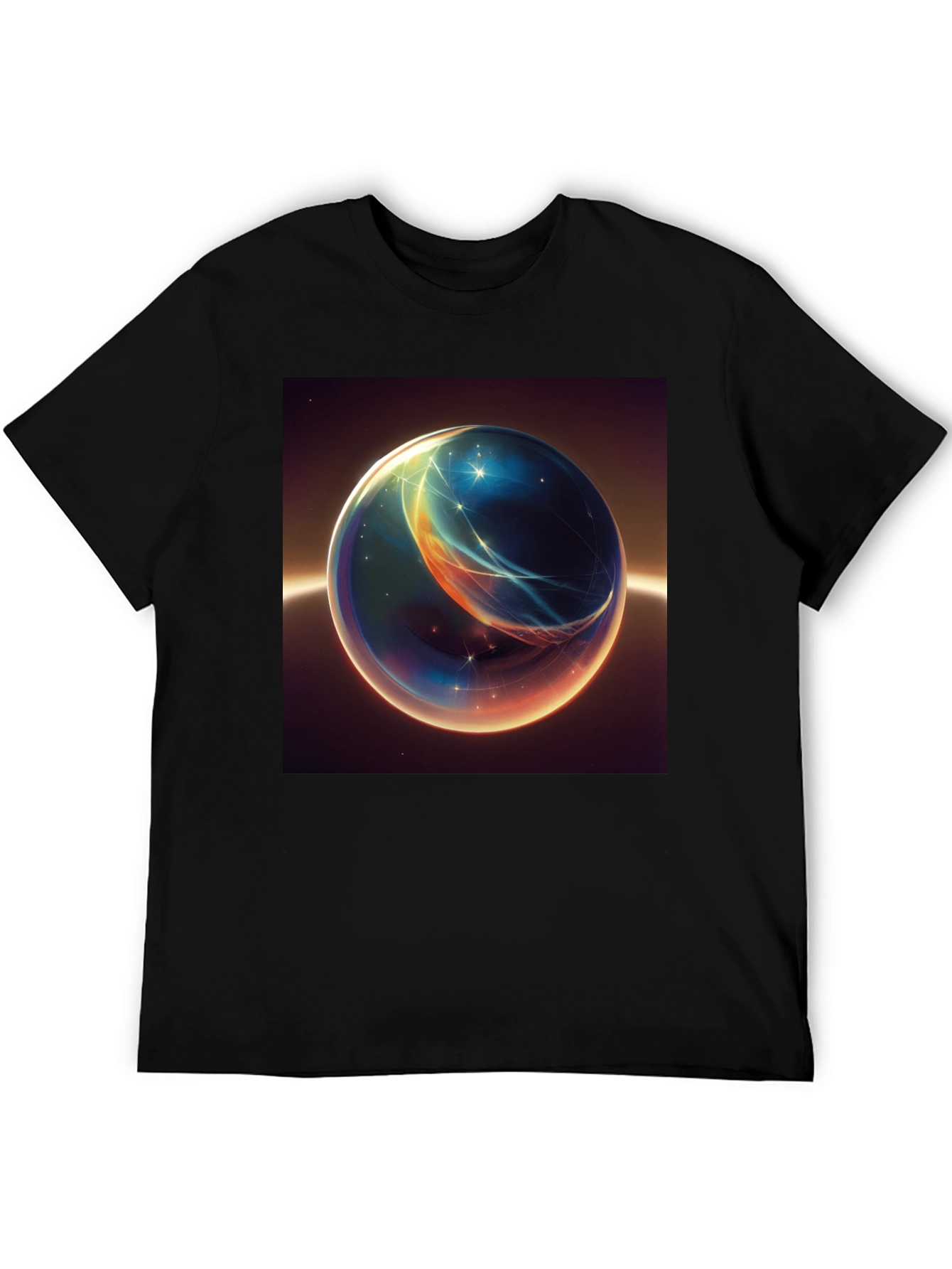 Black Abstract Space Orb Graphic T-Shirt view 5
