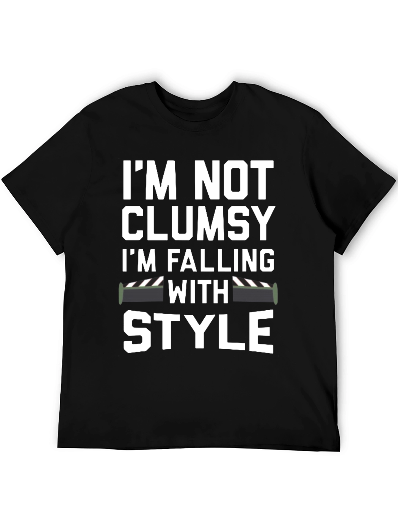 Black Funny "Falling With Style" Graphic T-Shirt view 5