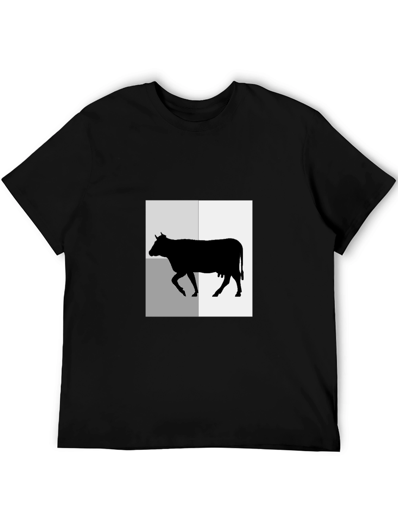 Black Black T-Shirt with Cow Graphic Tee view 5