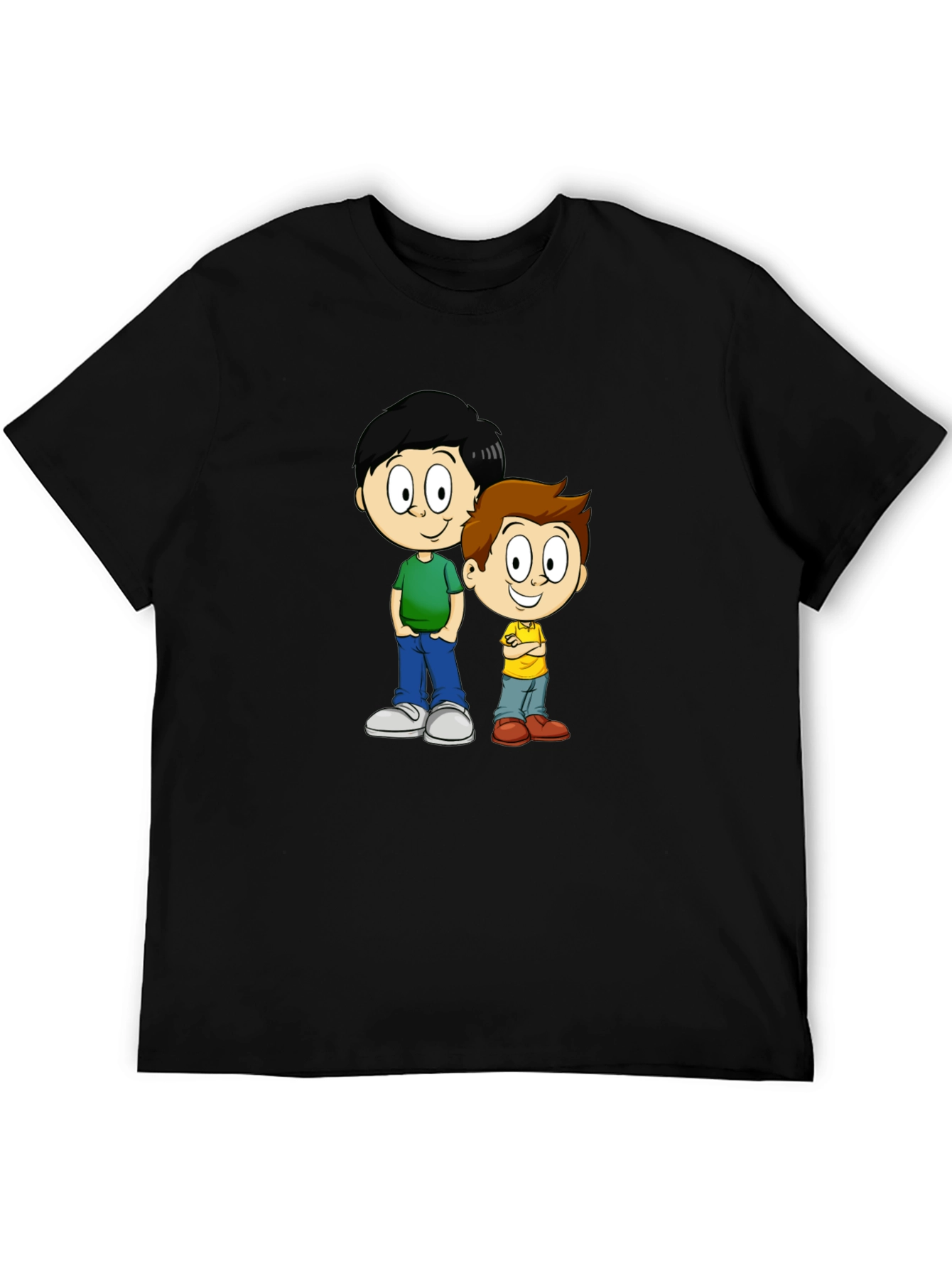 Cartoon Brothers Graphic Tee - Black Cotton Blend - 5