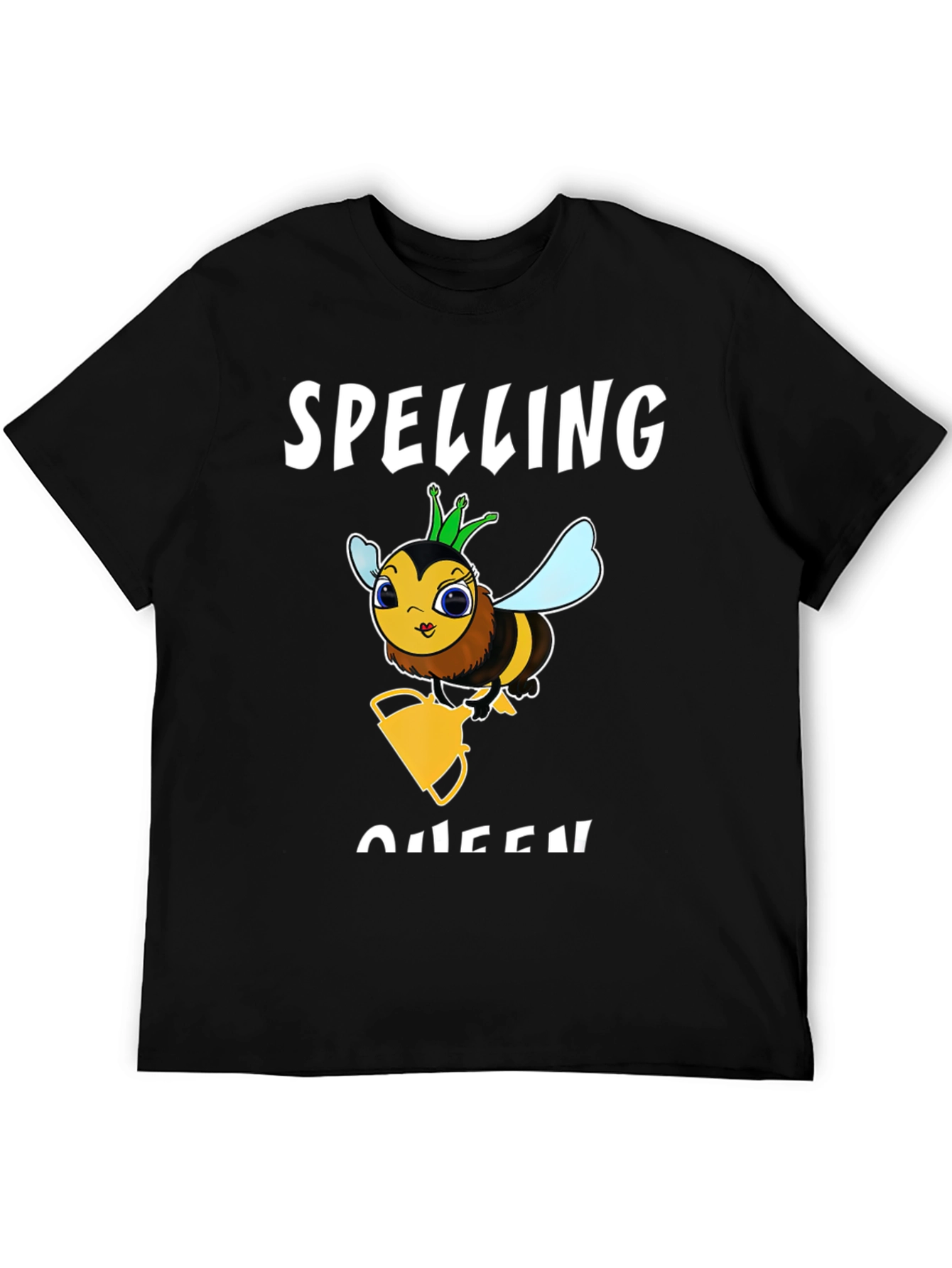 Black Spelling Bee Queen Graphic T-Shirt - Black Cotton Tee view 5
