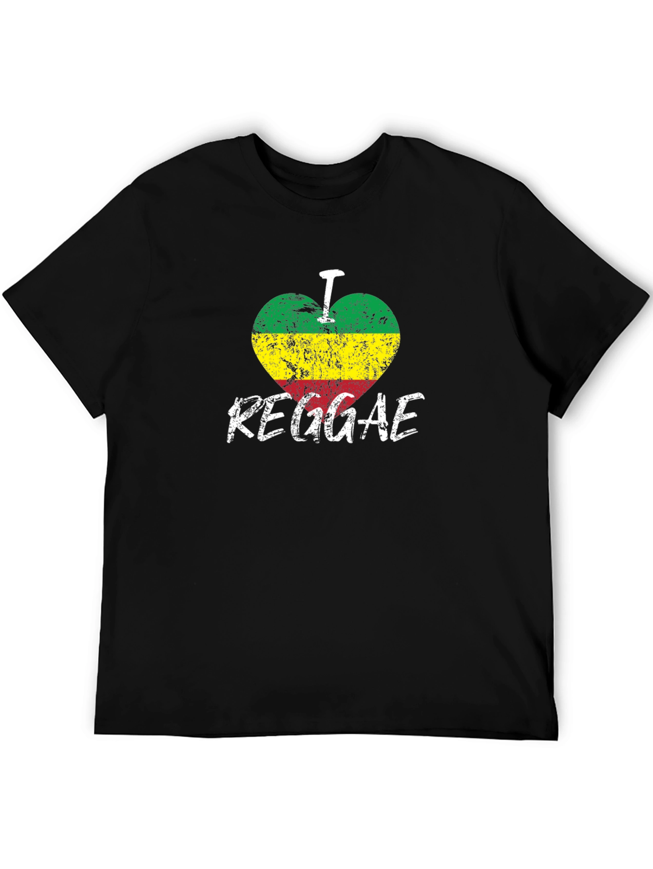 Black I Love Reggae Black T-Shirt - Rastafarian Colors view 5