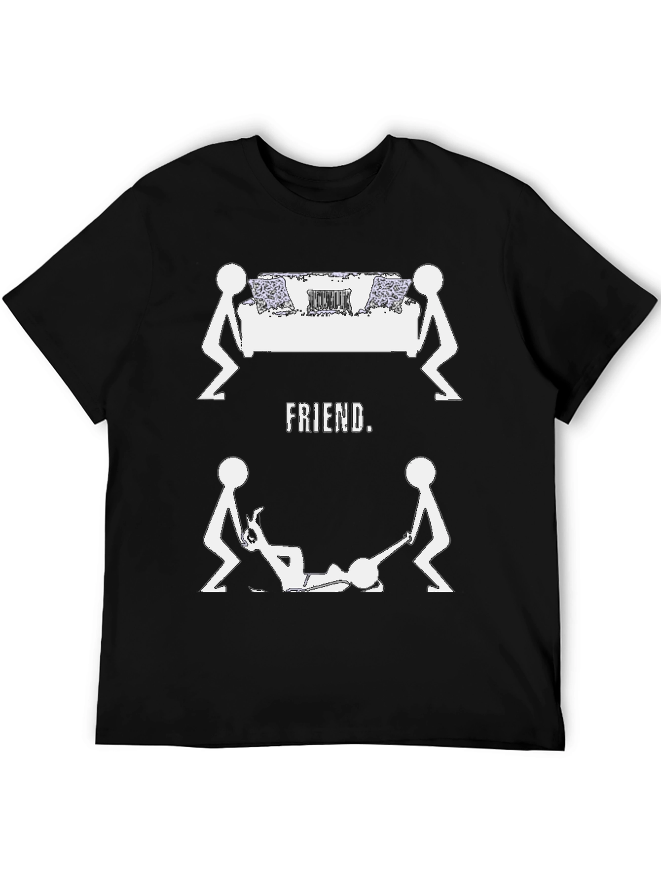 Black Funny FRIEND. Graphic Tee - Black Cotton view 5