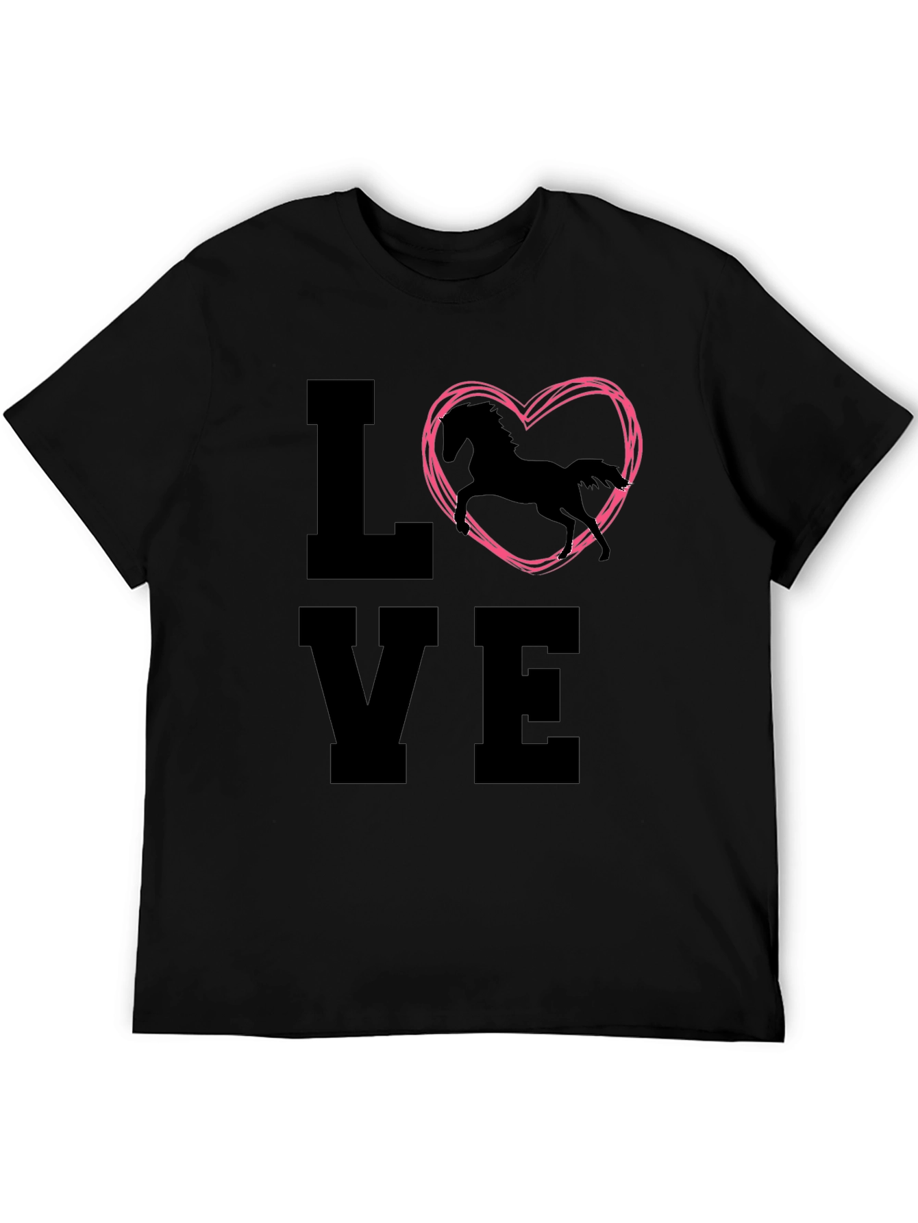 Black Love Horse T-Shirt - Equestrian Heart Design view 5