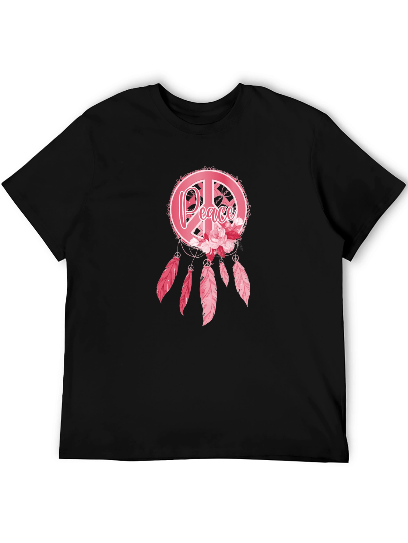 Black Peace Dreamcatcher Graphic T-Shirt - Black view 5