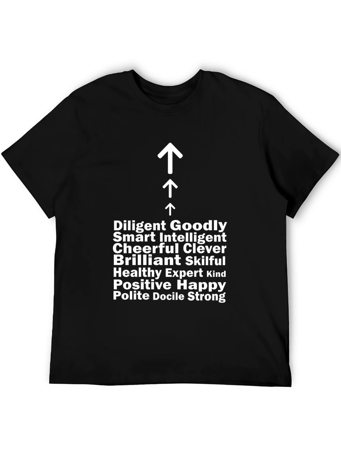 Black Motivational Word List T-Shirt view 5