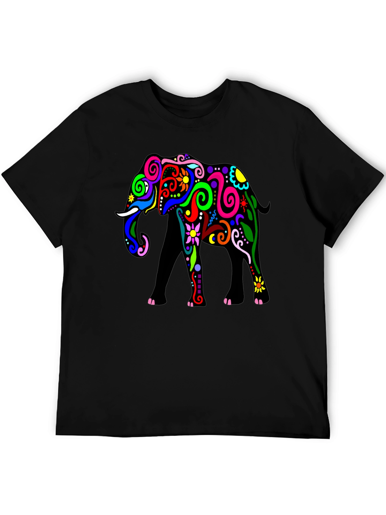 Black Elephant Graphic Tee - Black Cotton T-Shirt view 5