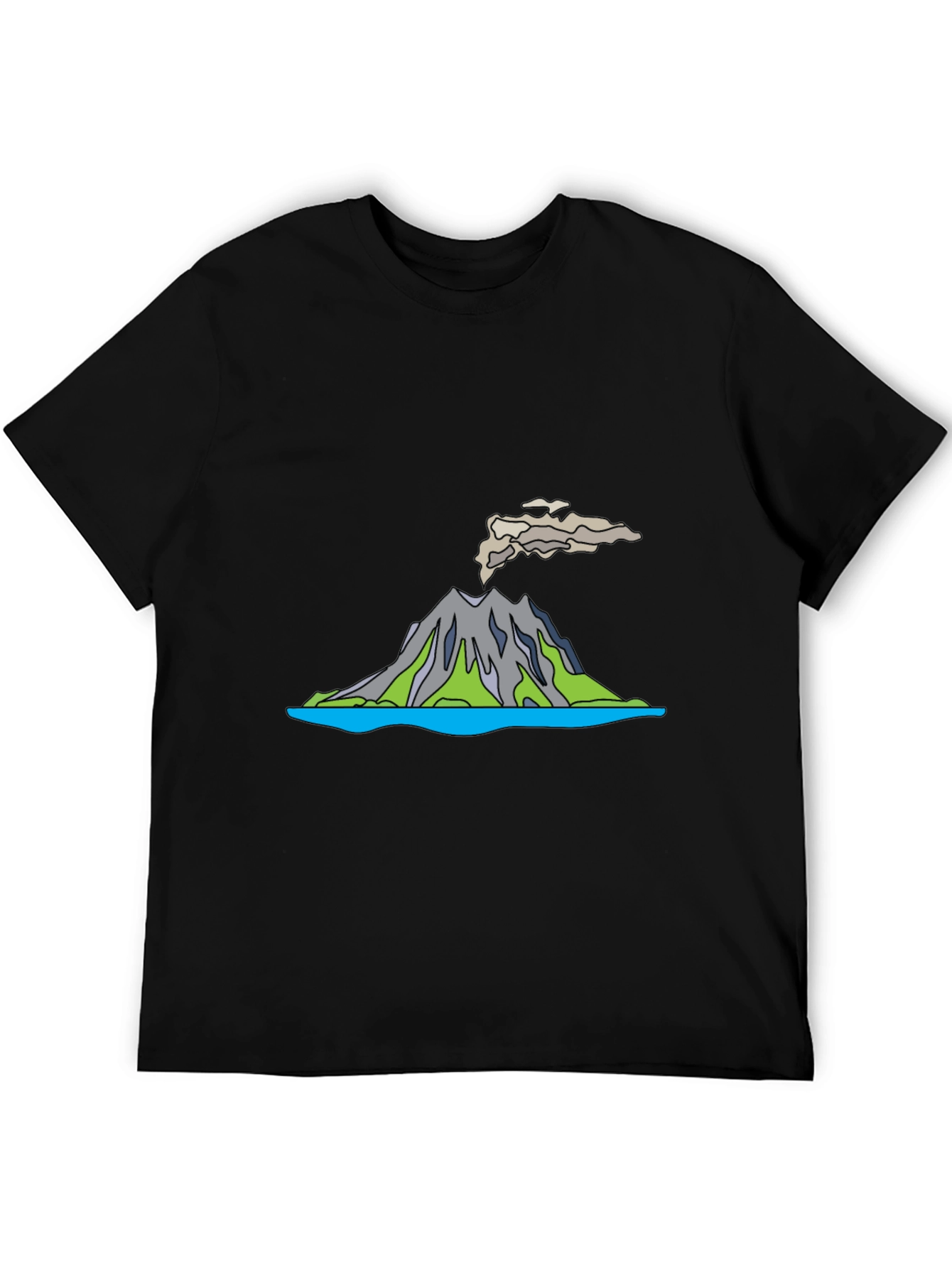Black Volcano T-Shirt - Black Crew Neck view 5